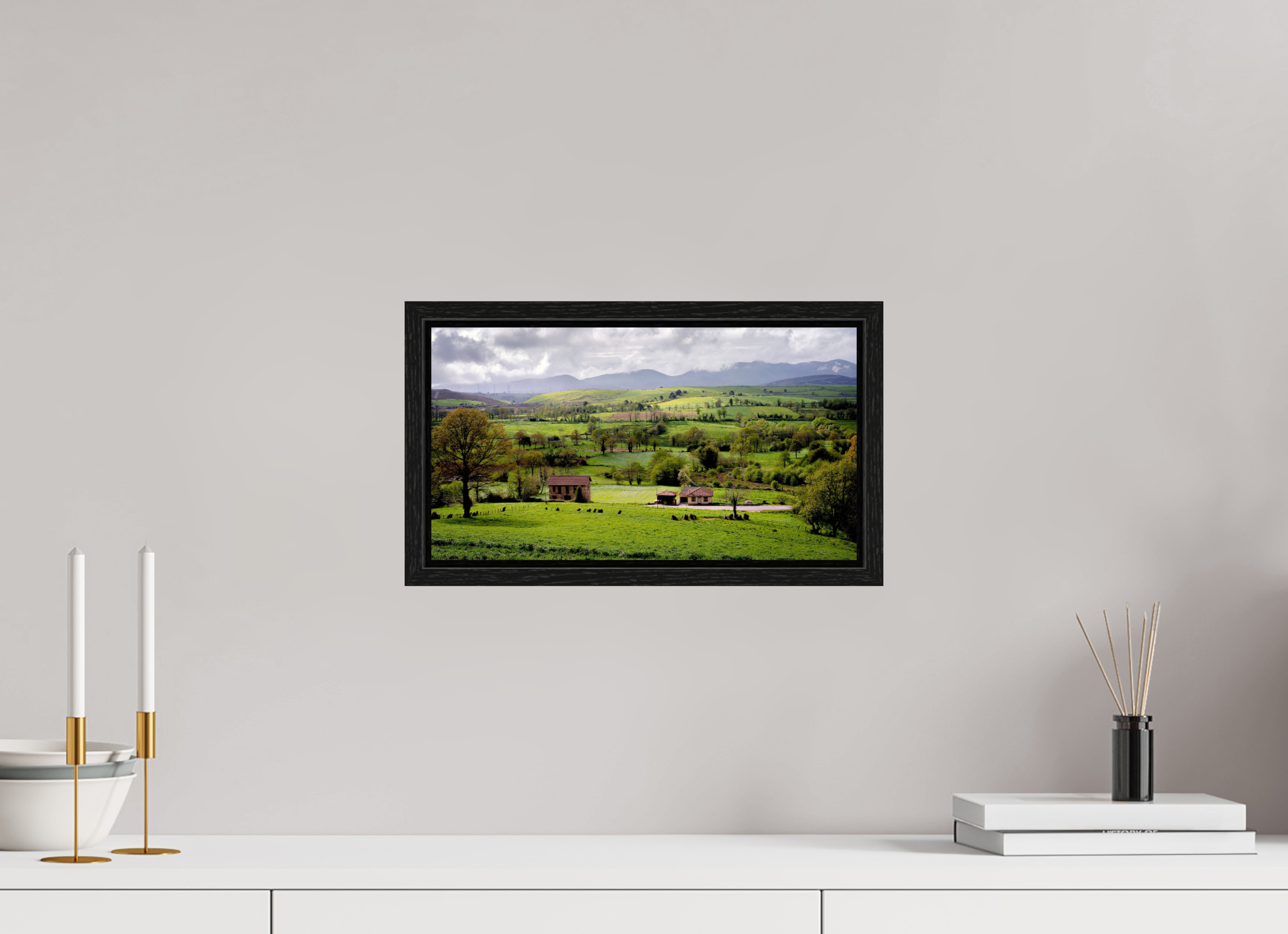 36.6 x 20 cm, Floater Frame A Lush Hilly Countryside in Spain