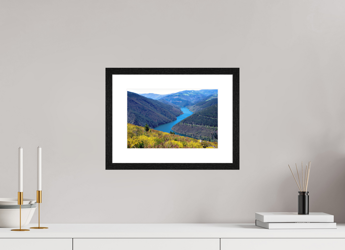 30.2 x 20 cm, Smooth Natural Paper Print with Frame Blue River