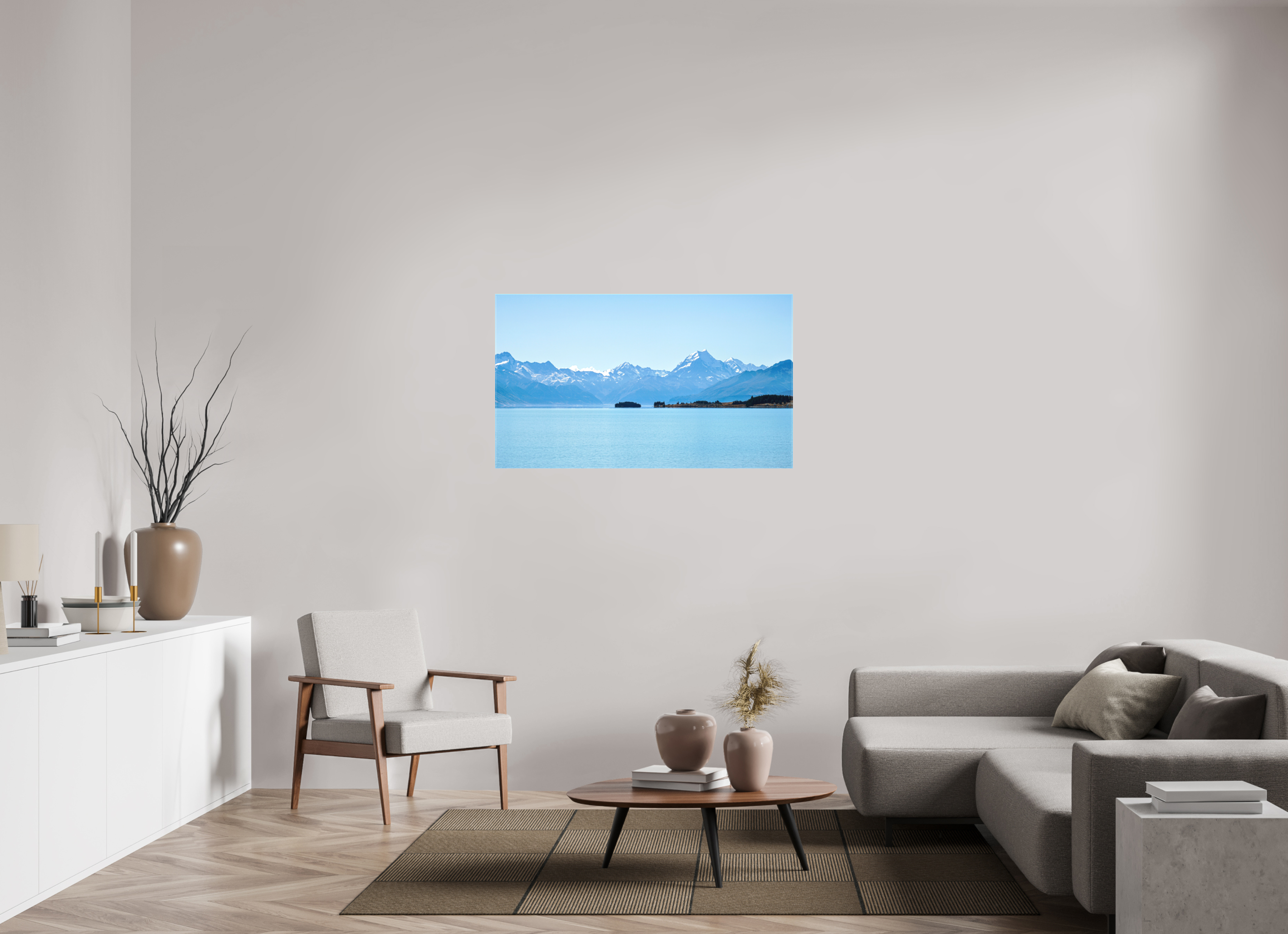 120.3 x 70 cm, Matte Canvas on Stretcher Frame Aoraki Reflections – Lake Pukaki & Mount Cook, New Zealand