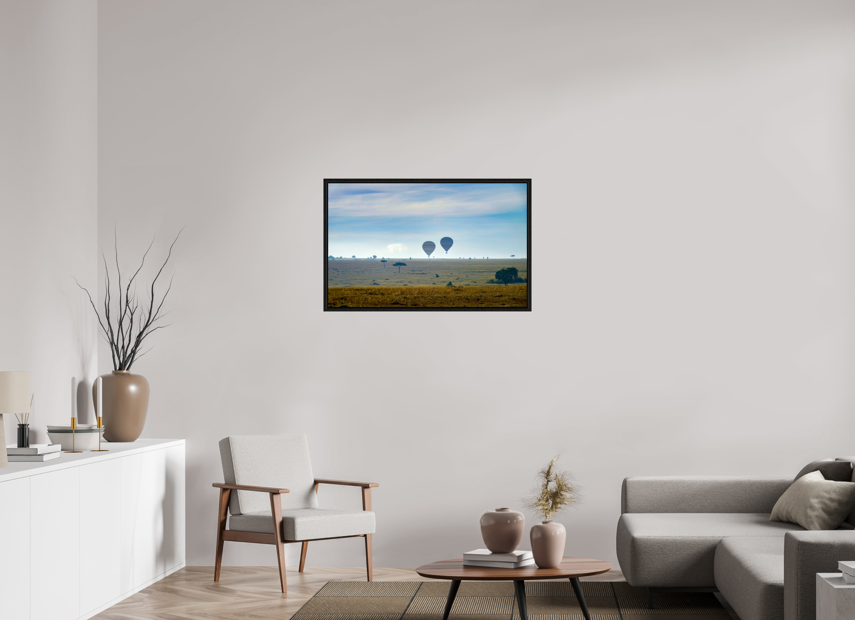 96.4 x 60 cm, Floater Frame Hot-air Balloon over the Savanna