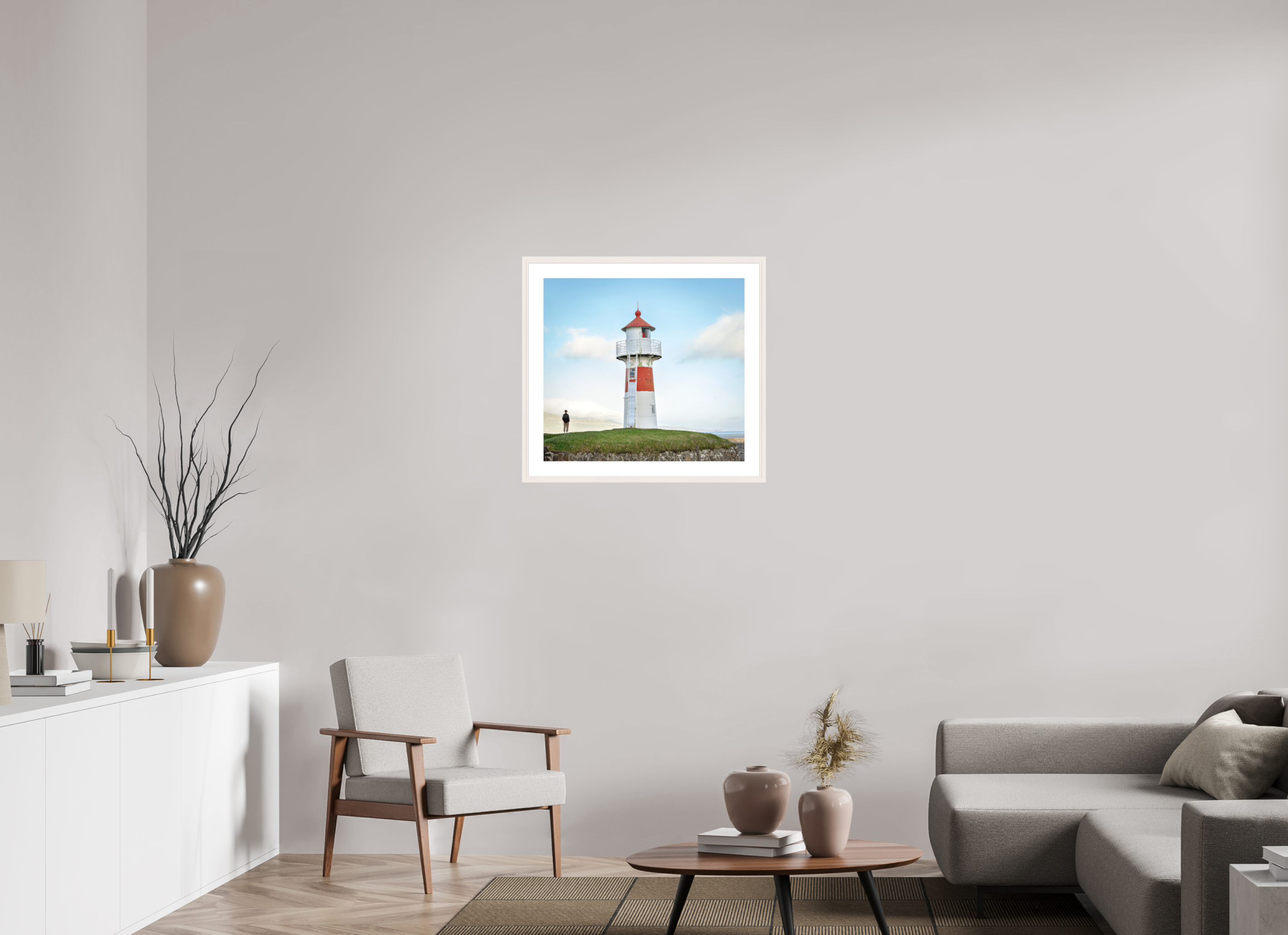 65.8 x 60 cm, Solid Wood Frame with Passe Partout Edge of the Horizon