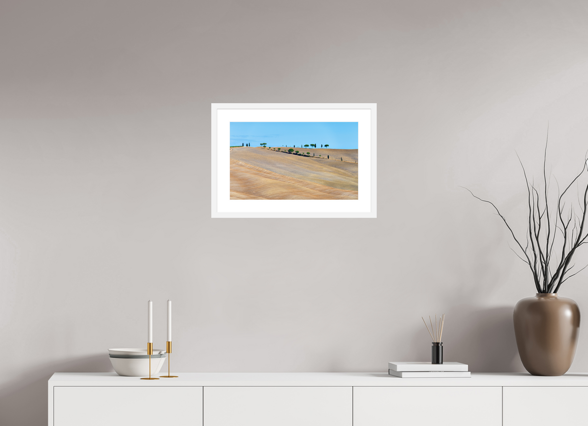 48.8 x 30 cm, Fine Art Print with Frame Waves of the Harvest, Tuscany, Italy