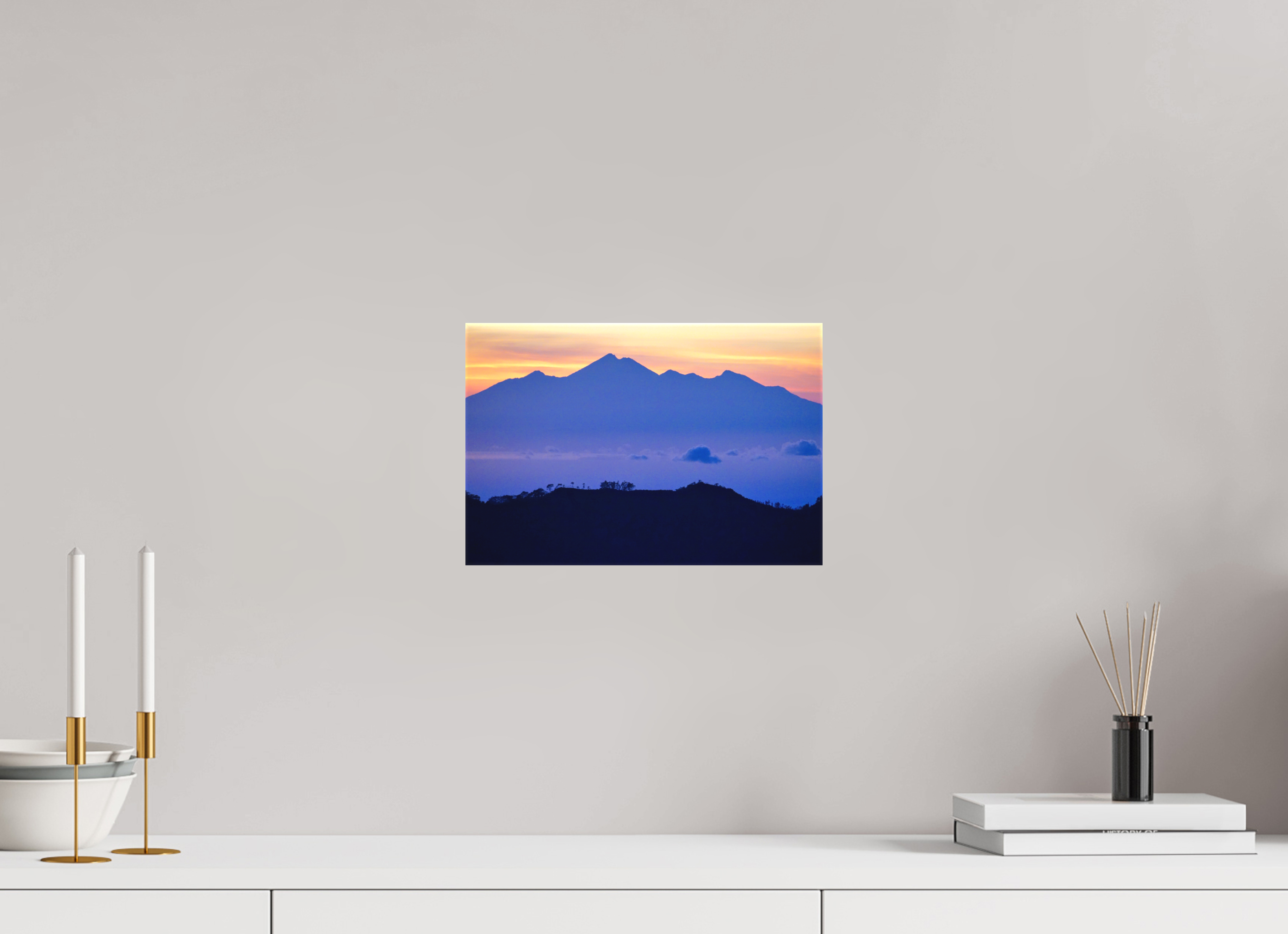30 x 20 cm, Matte Canvas on Stretcher Frame Mount Agung at Sunrise - Bali - Indonesia