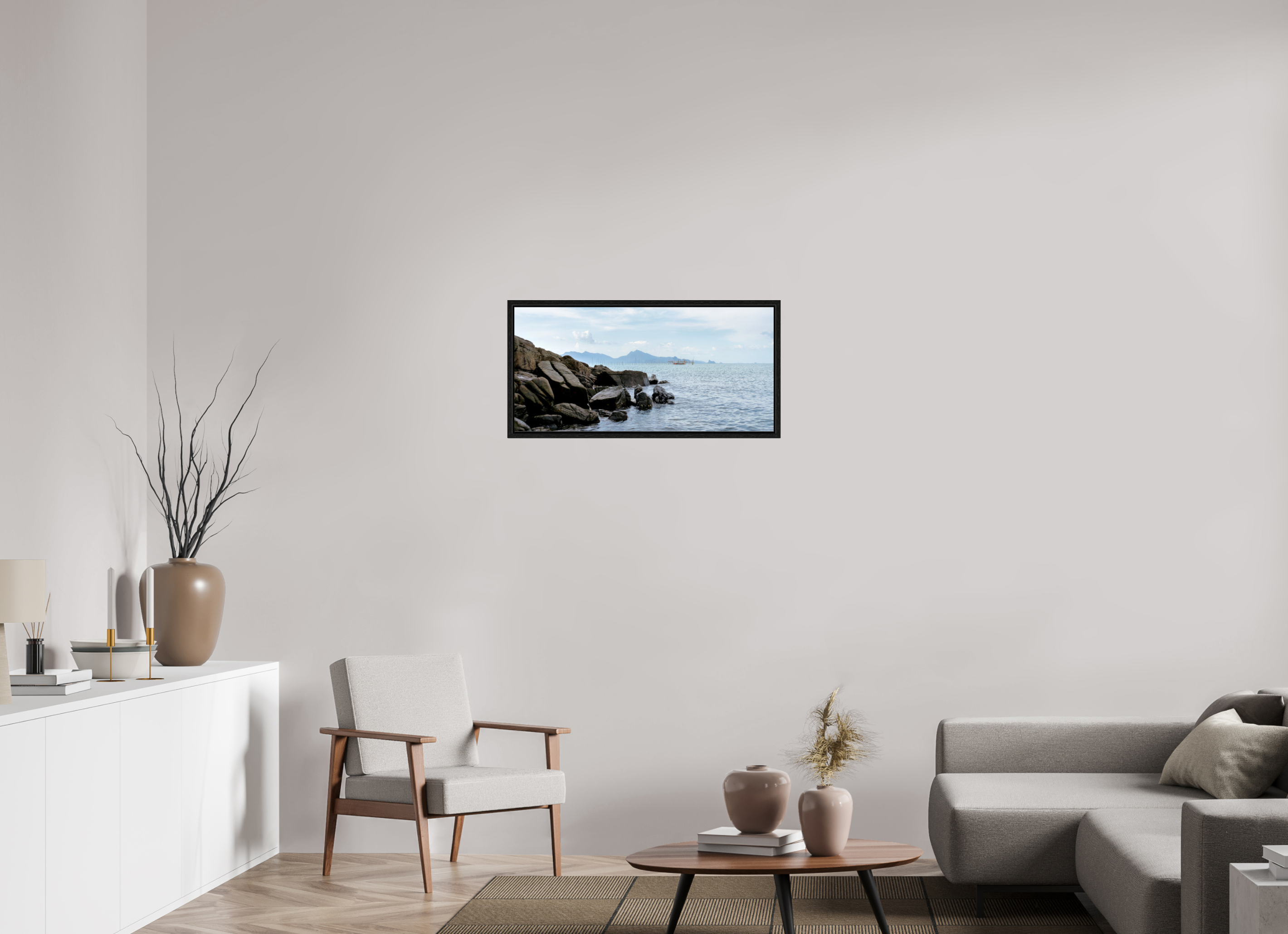 83.5 x 40 cm, Floater Frame Black Rocks