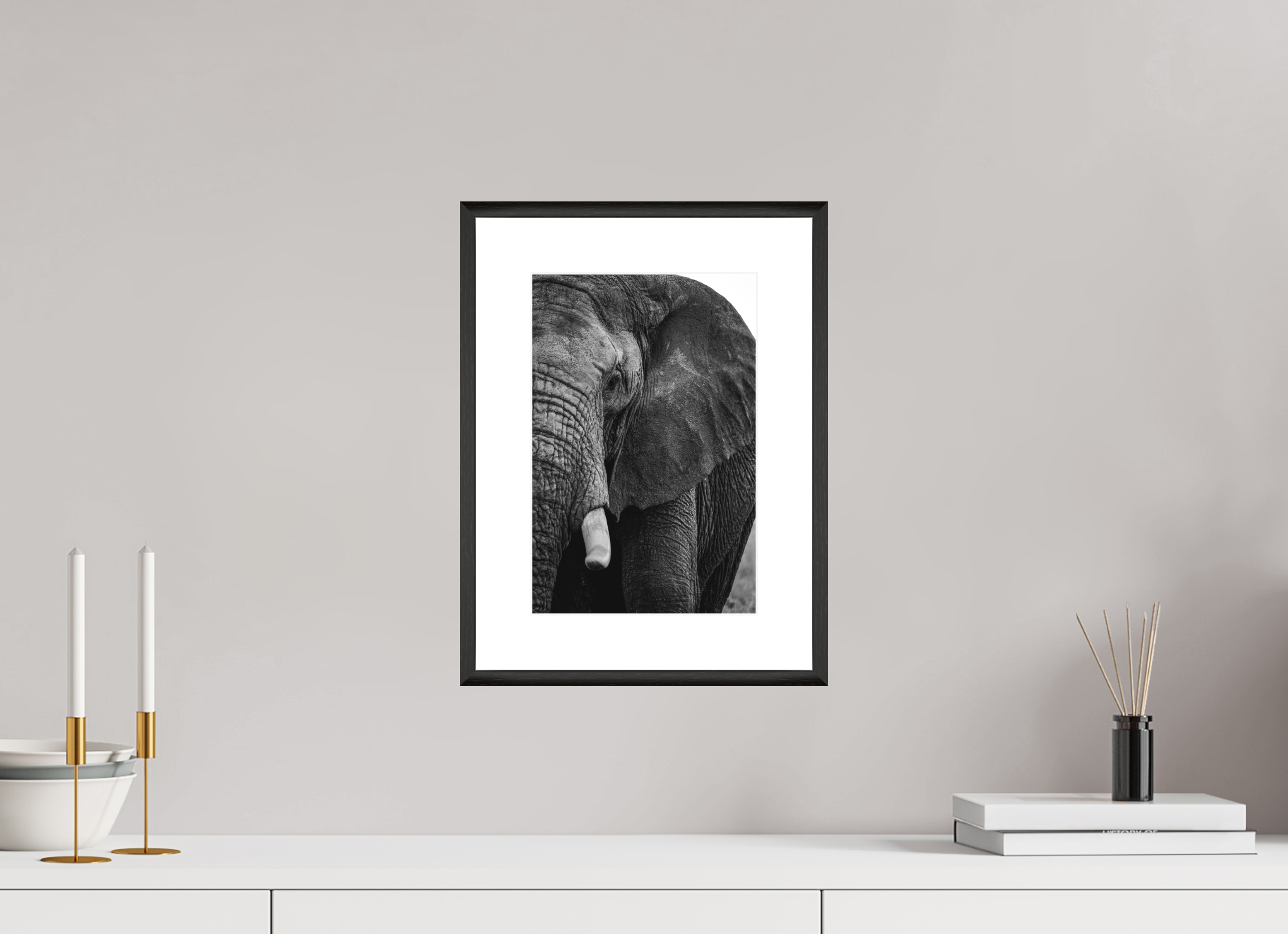 20 x 30 cm, Changeable Magnetic Frame - Hahnemühle Fineart Pearl The Hidden Side of Elephants
