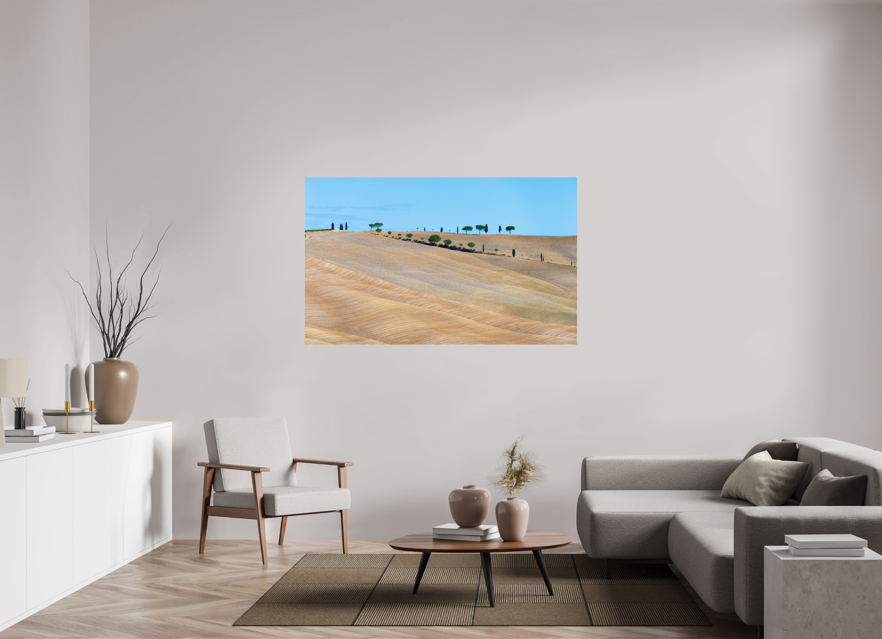 162.6 x 100 cm, Fine Art Print Smooth Waves of the Harvest, Tuscany, Italy