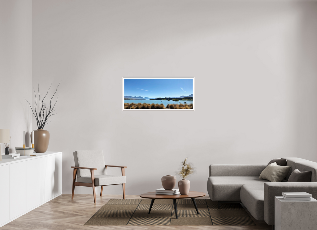 113.1 x 50 cm, Fine Art Print On Framed Aluminum Dibond Lake Pukaki - New Zealand