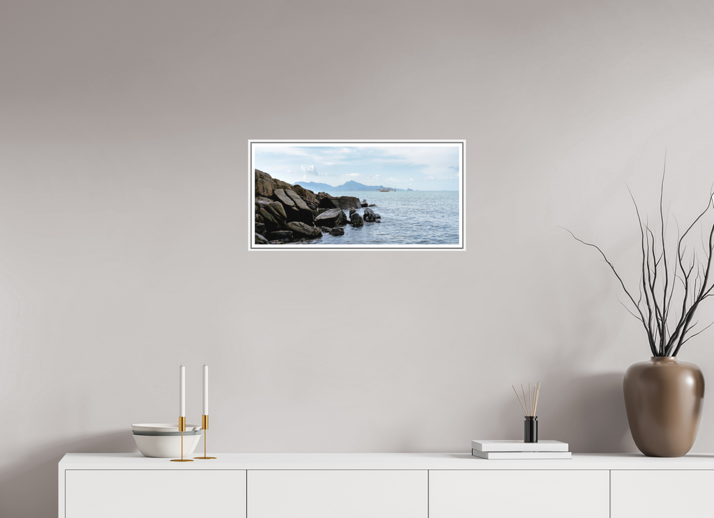 62.6 x 30 cm, Print on Forex with Frame Black Rocks