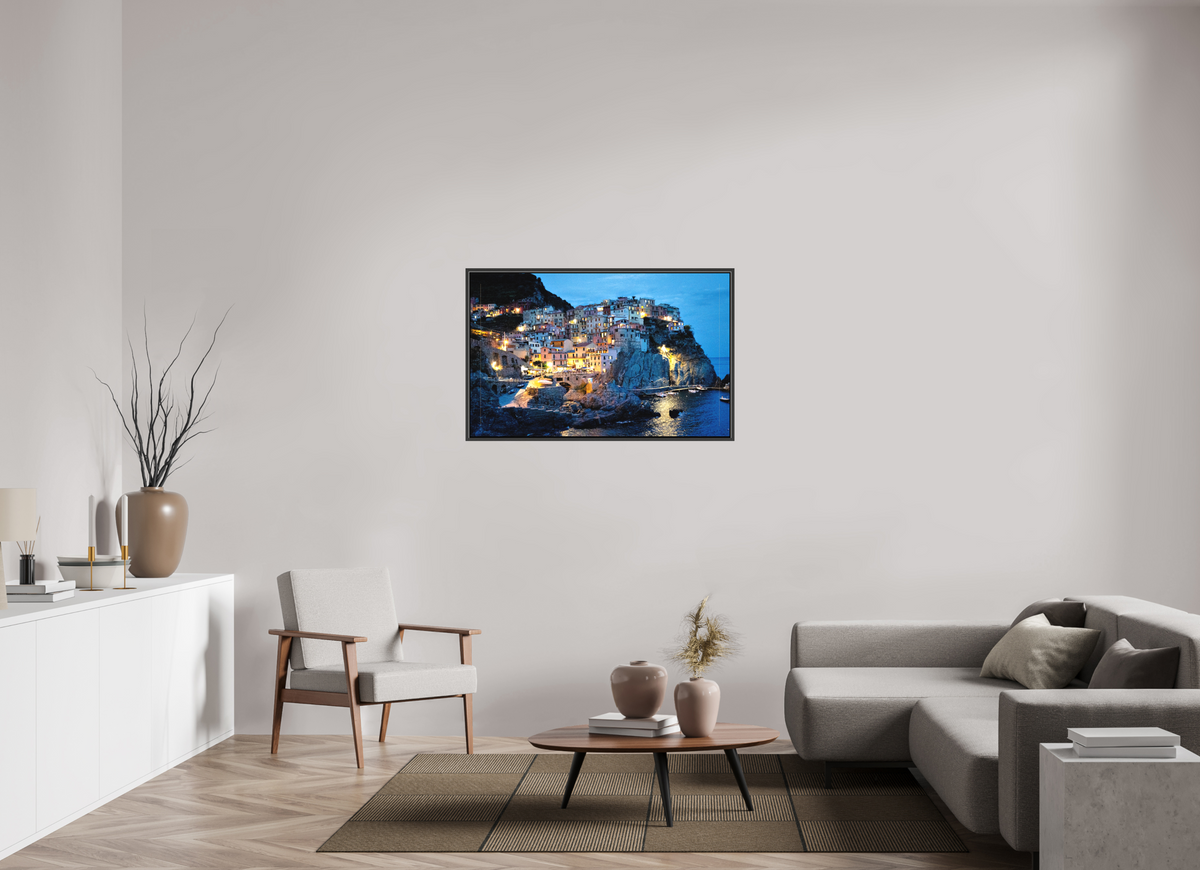 111.9 x 70 cm, Textile Print Canvas with 15 mm Width Gap Frame Manarola Harbour