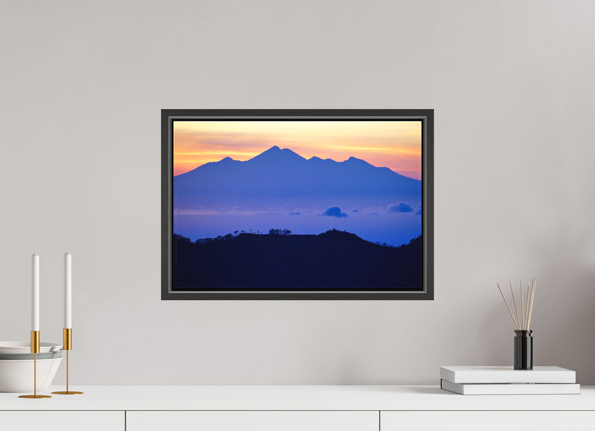 45 x 30 cm, Textile Print Canvas with 15 mm Width Gap Frame Mount Agung at Sunrise - Bali - Indonesia