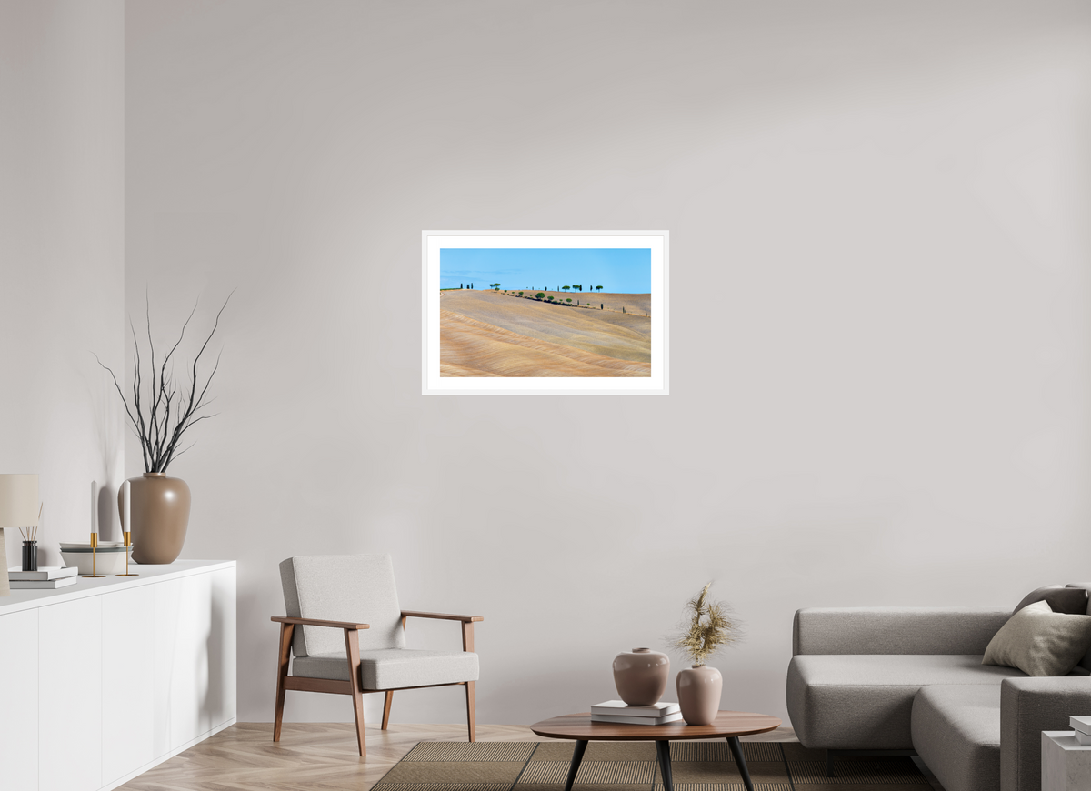 81.3 x 50 cm, Fine Art Print with Frame Waves of the Harvest, Tuscany, Italy