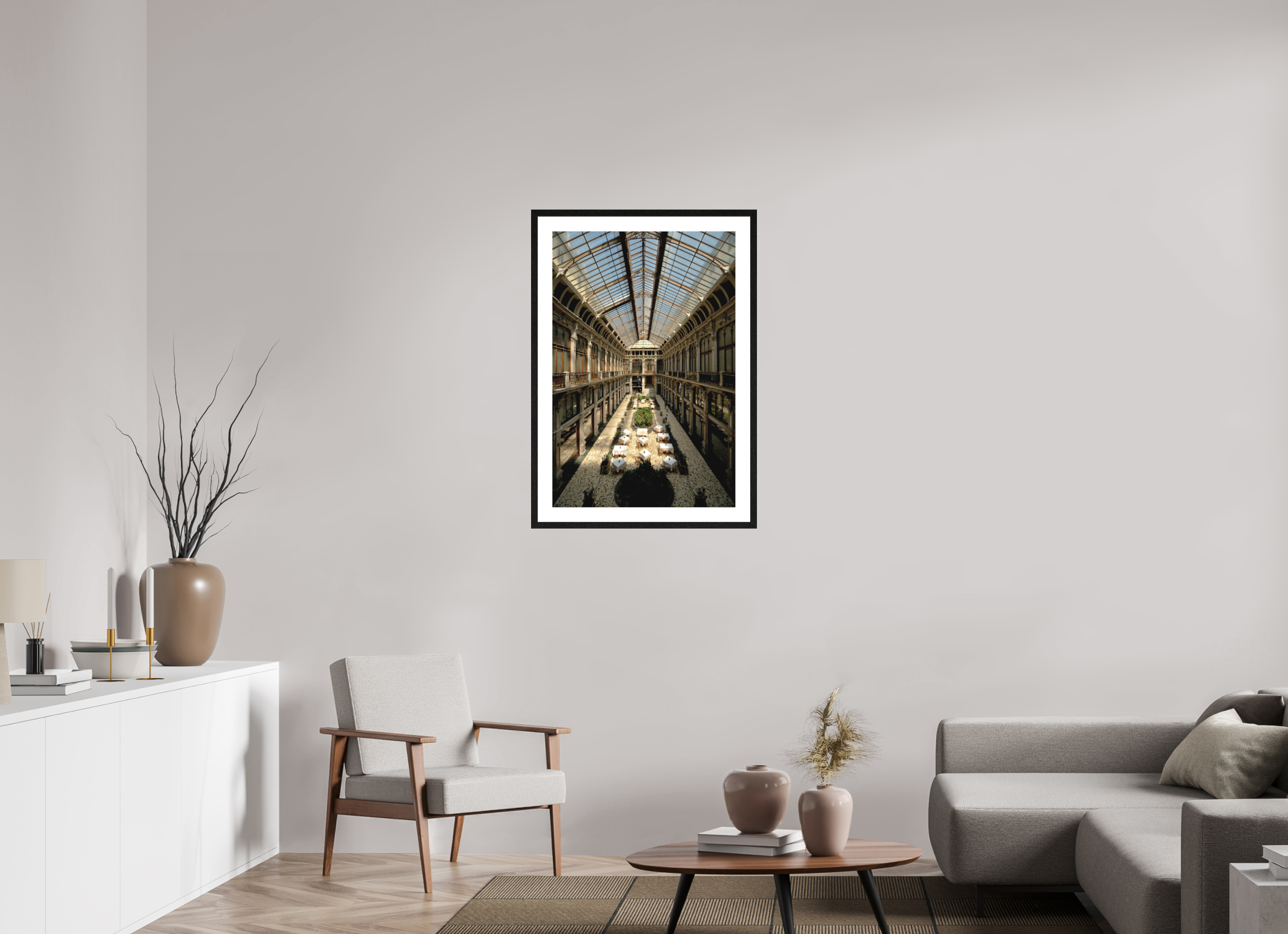 60 x 90 cm, Smooth Natural Paper Print with Frame Beneath the Glass Vault