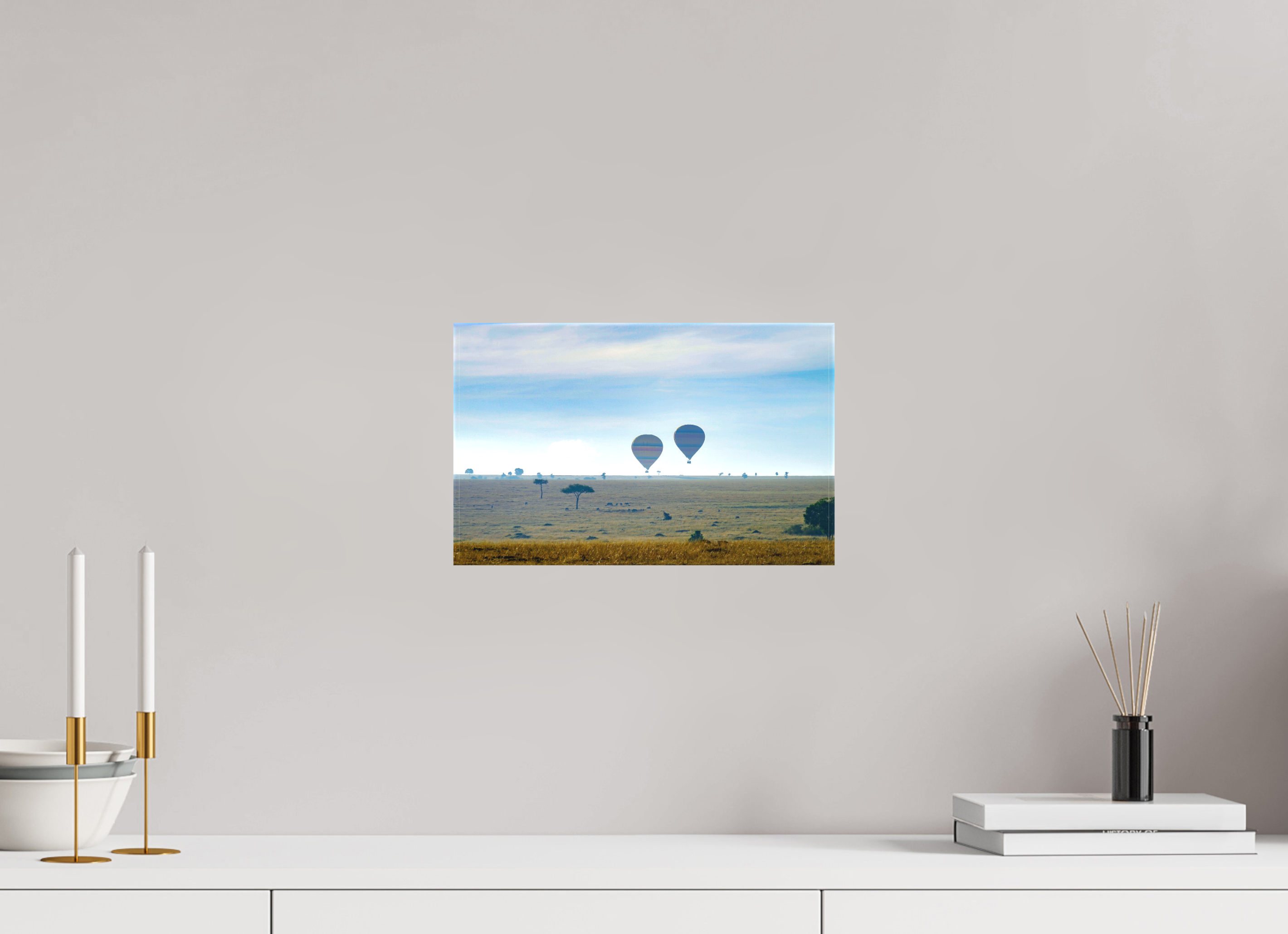 32.1 x 20 cm, Matte Canvas on Stretcher Frame Hot-air Balloons over the Masai Mara - Kenya