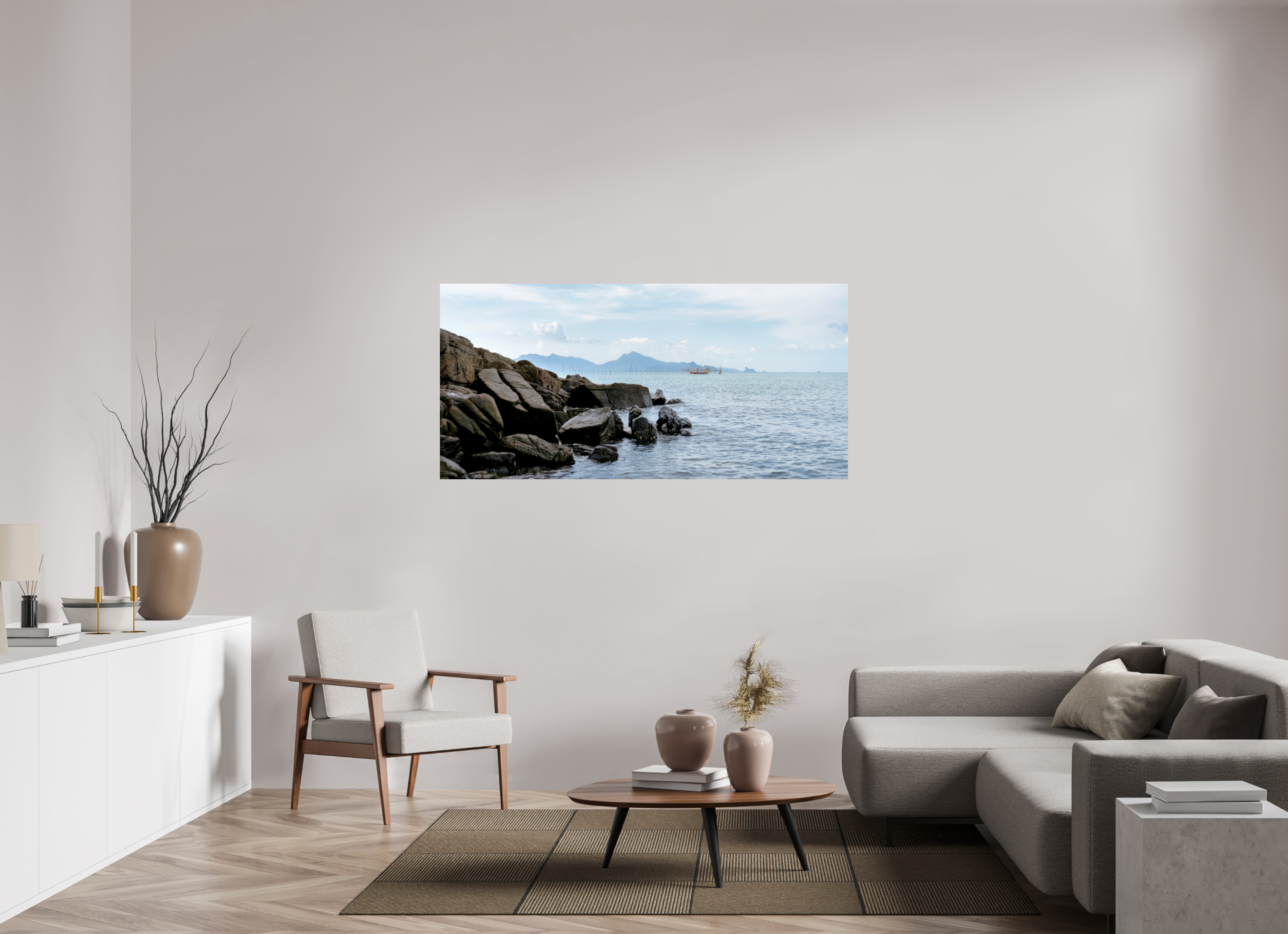 167 x 80 cm, PH Print On Fujiflex High Gloss Black Rocks
