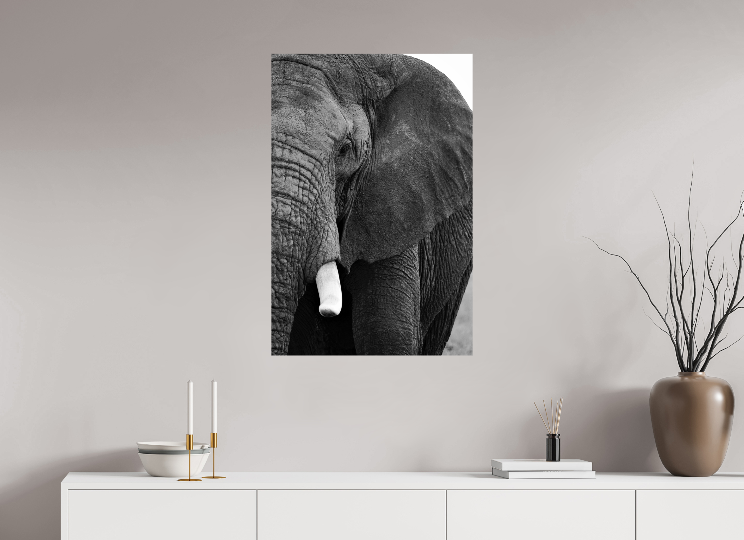 60 x 90 cm, Photo Print on Ilford Baryta Paper B&W The Hidden Side of the Elephant