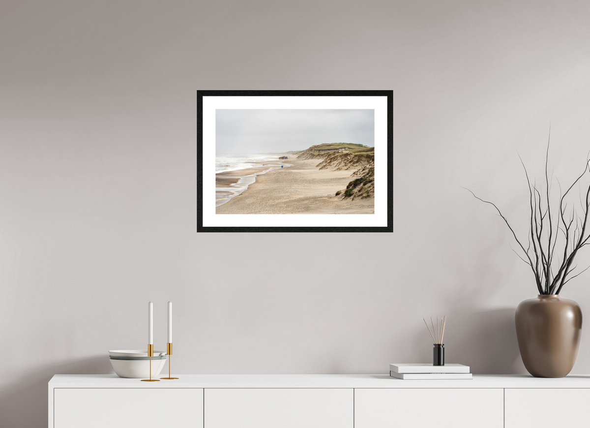 60 x 40 cm, Smooth Natural Paper Print with Frame Northern Dunes - Hvide Sande - Denmark