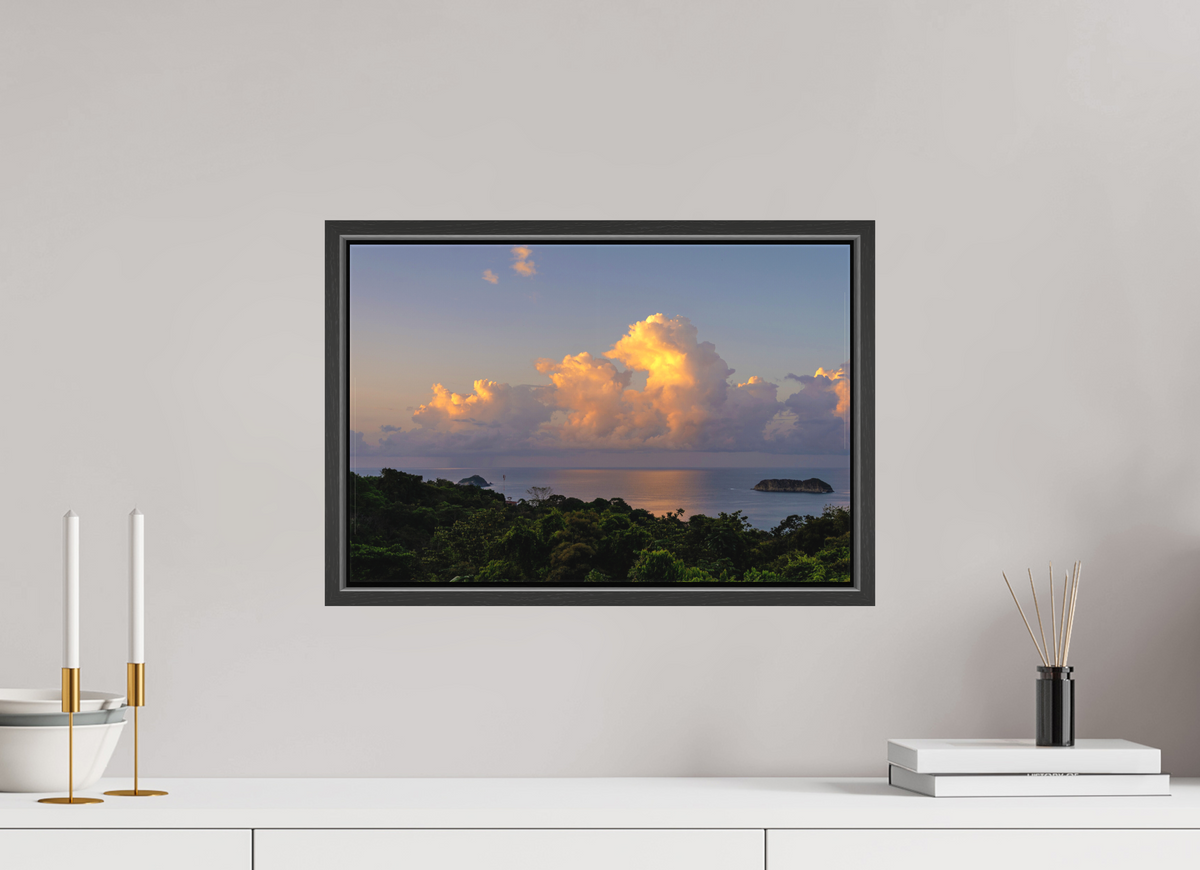 45 x 30 cm, Textile Print with 15 mm Width Gap Frame Morning Clouds - Costa Rica
