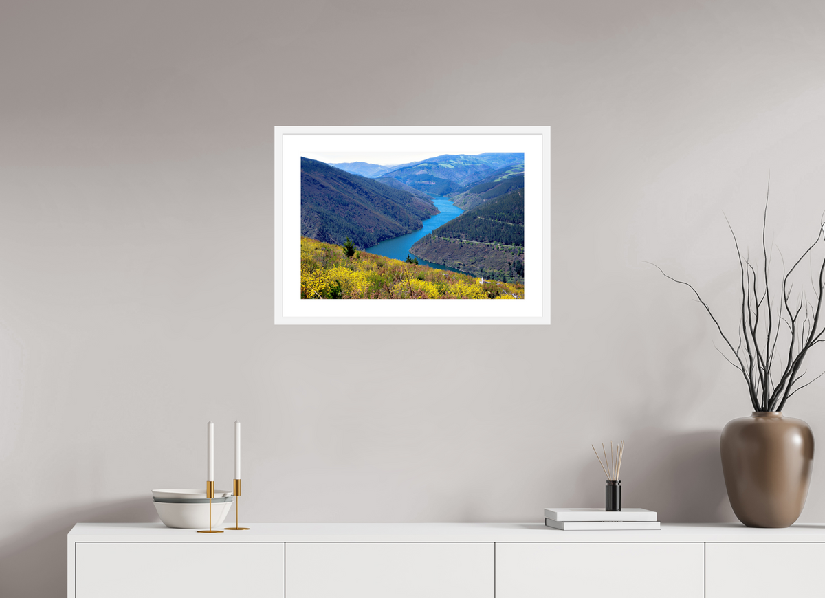 60.4 x 40 cm, Fine Art Print with Frame Blue River