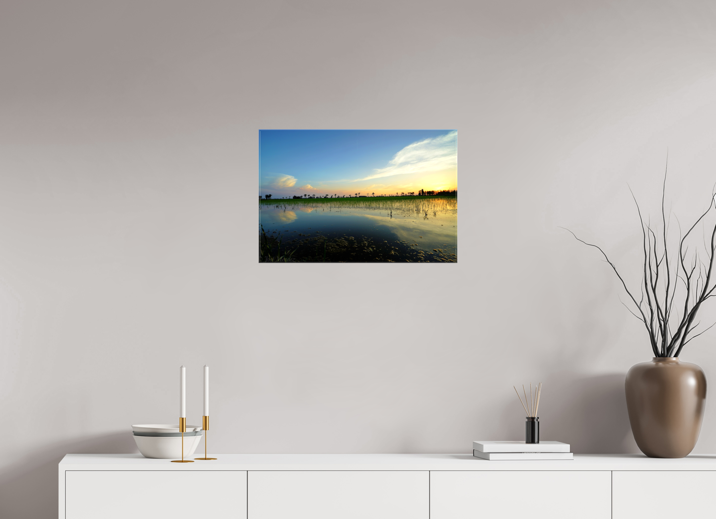 60 x 40 cm, Canvases Unframed Rice Fields at Twilight