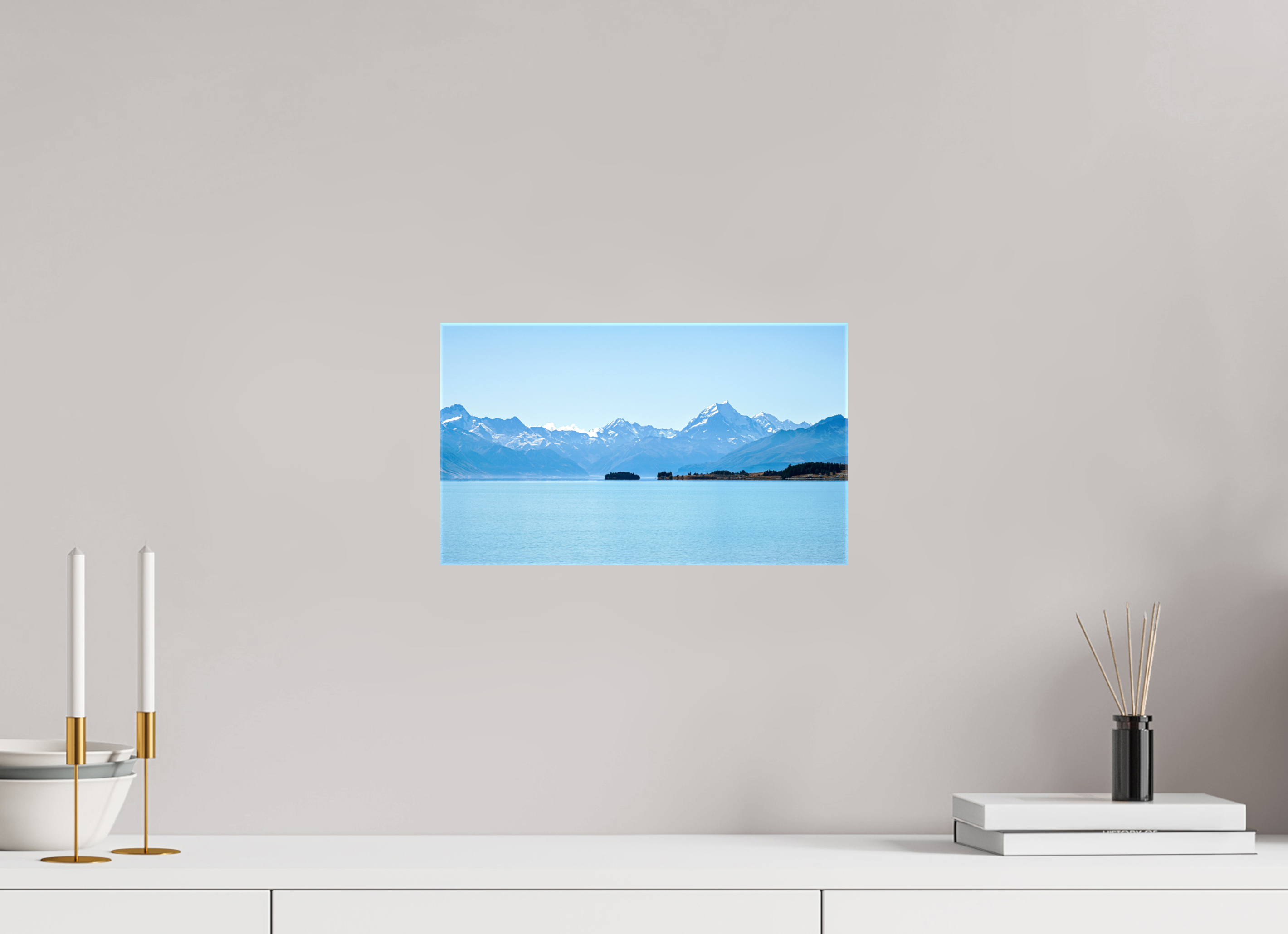 34.4 x 20 cm, Canvases Unframed Aoraki Reflections – Lake Pukaki & Mount Cook, New Zealand