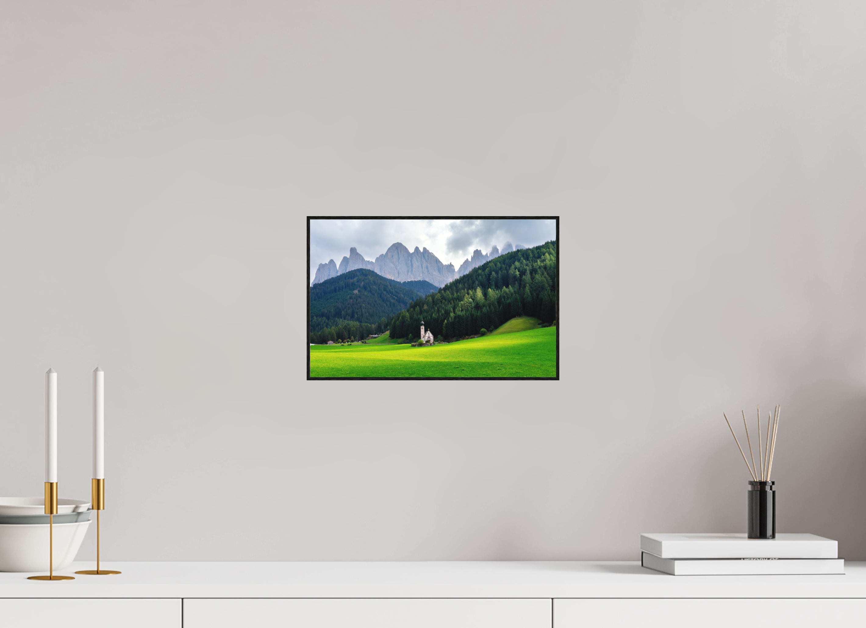 31.2 x 20 cm, Solid Wood Artbox Alpine Landscape - Italian Dolomites