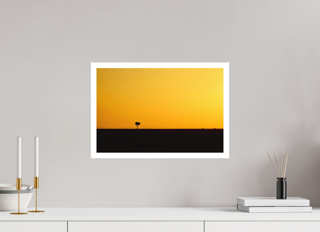 45 x 30 cm, Print on Forex with Mounting Golden Sky over the African Savannah