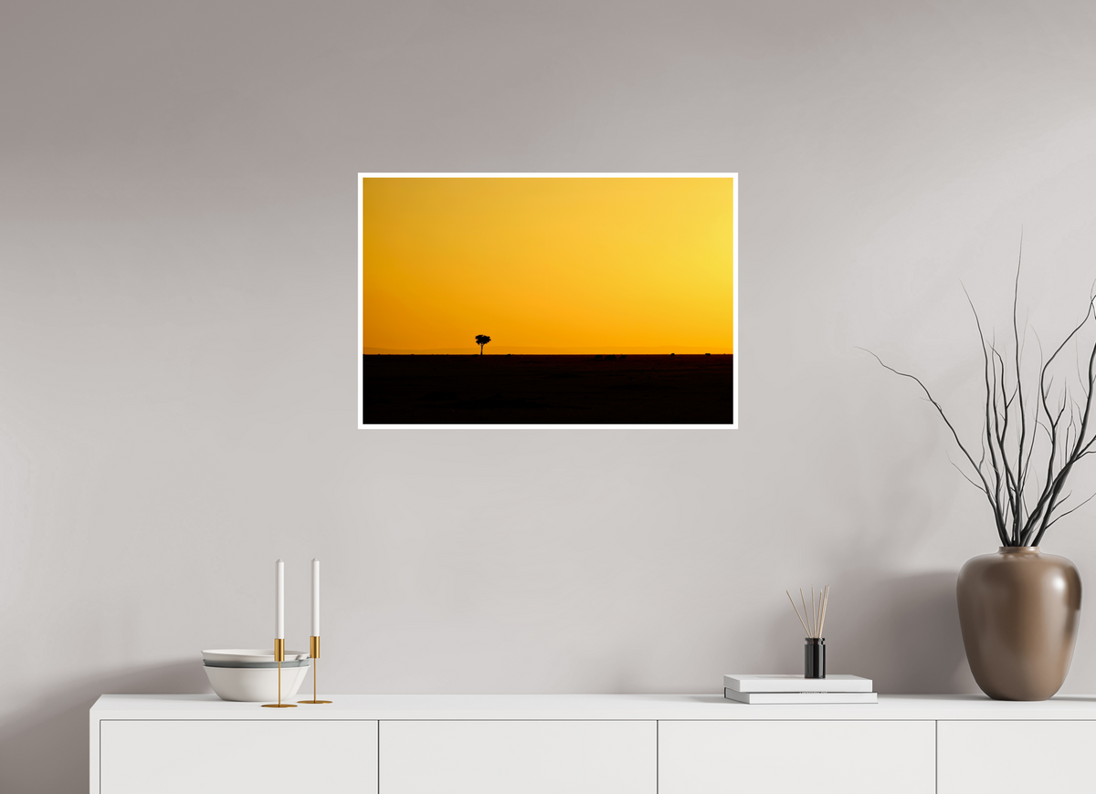 75 x 50 cm, Fujiflex High Gloss with 1 cm Border Golden Sky over the African Savannah