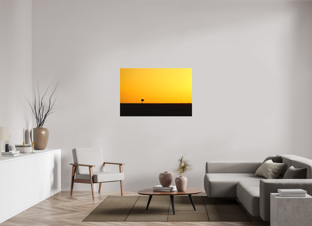 120 x 80 cm, Matte Canvas on Stretcher Frame Golden Sky over the African Savannah