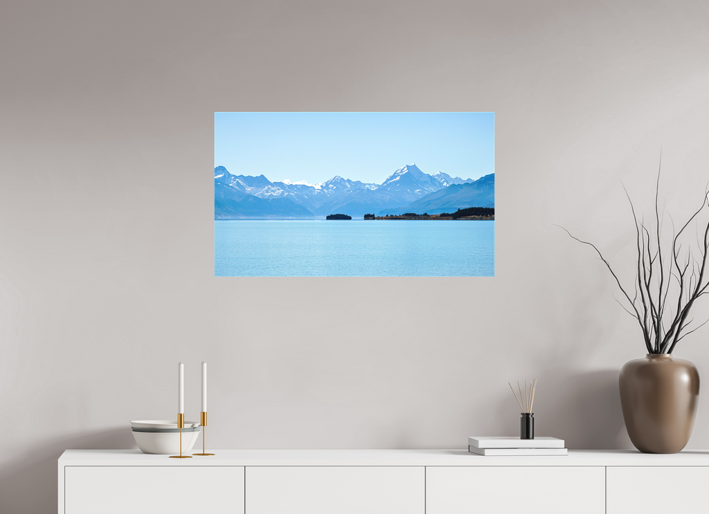 85.9 x 50 cm, Matte Canvas on Stretcher Frame Aoraki Reflections – Lake Pukaki & Mount Cook, New Zealand