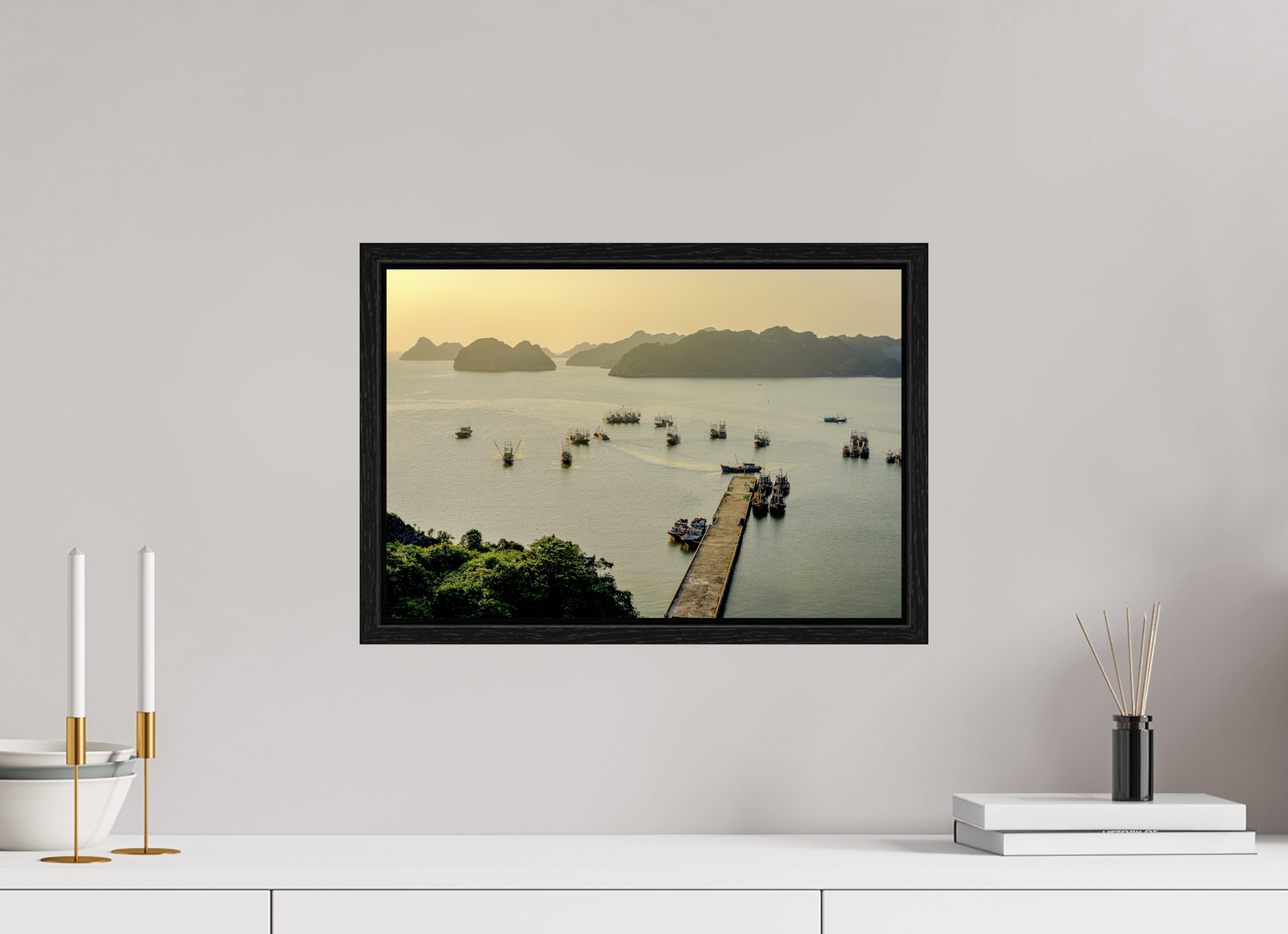 44.3 x 30 cm, Floater Frame Golden Harbour – Cat Ba Island, Vietnam