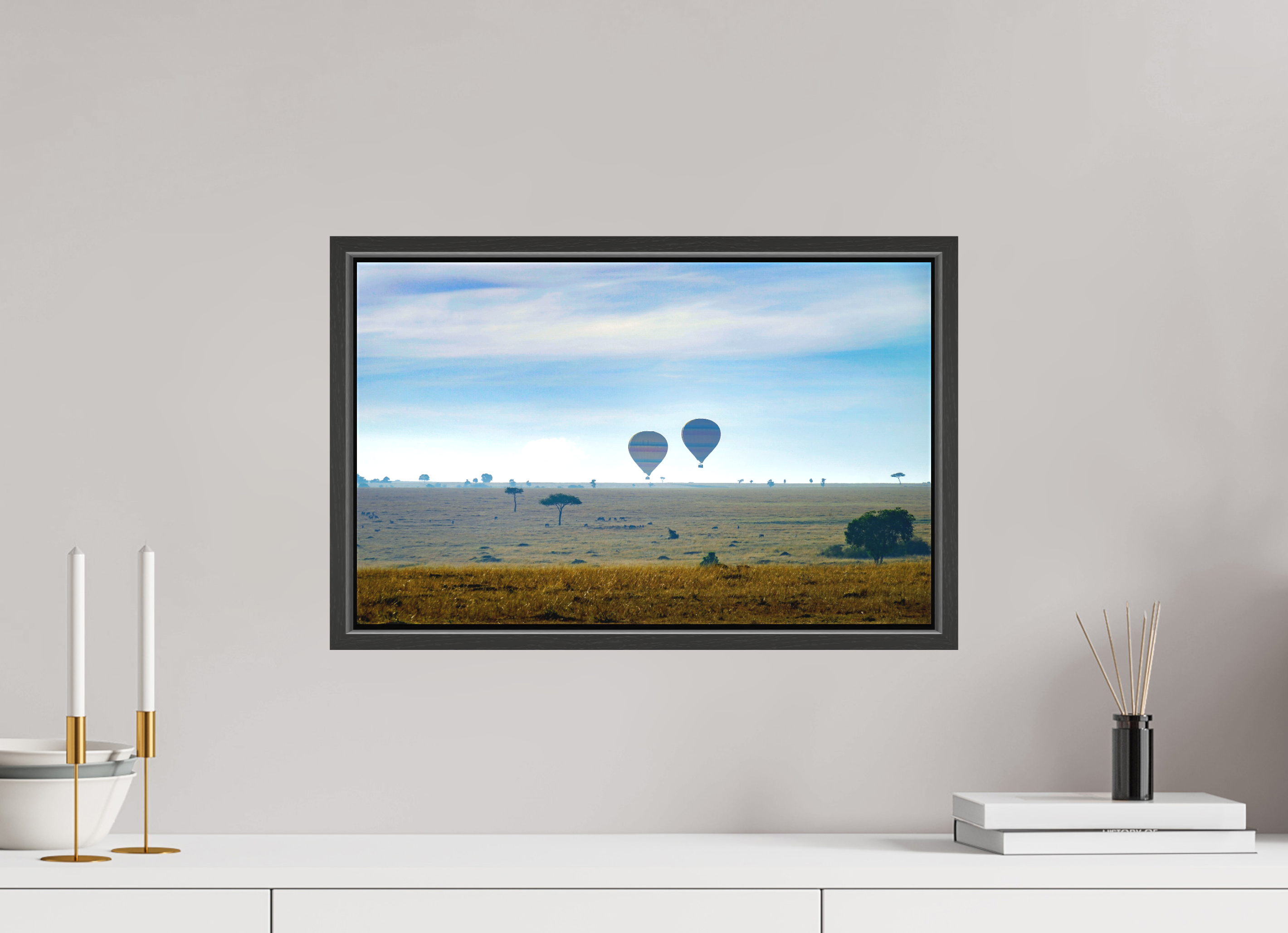 48.2 x 30 cm, Canvas Hot-air Balloons over the Masai Mara - Kenya