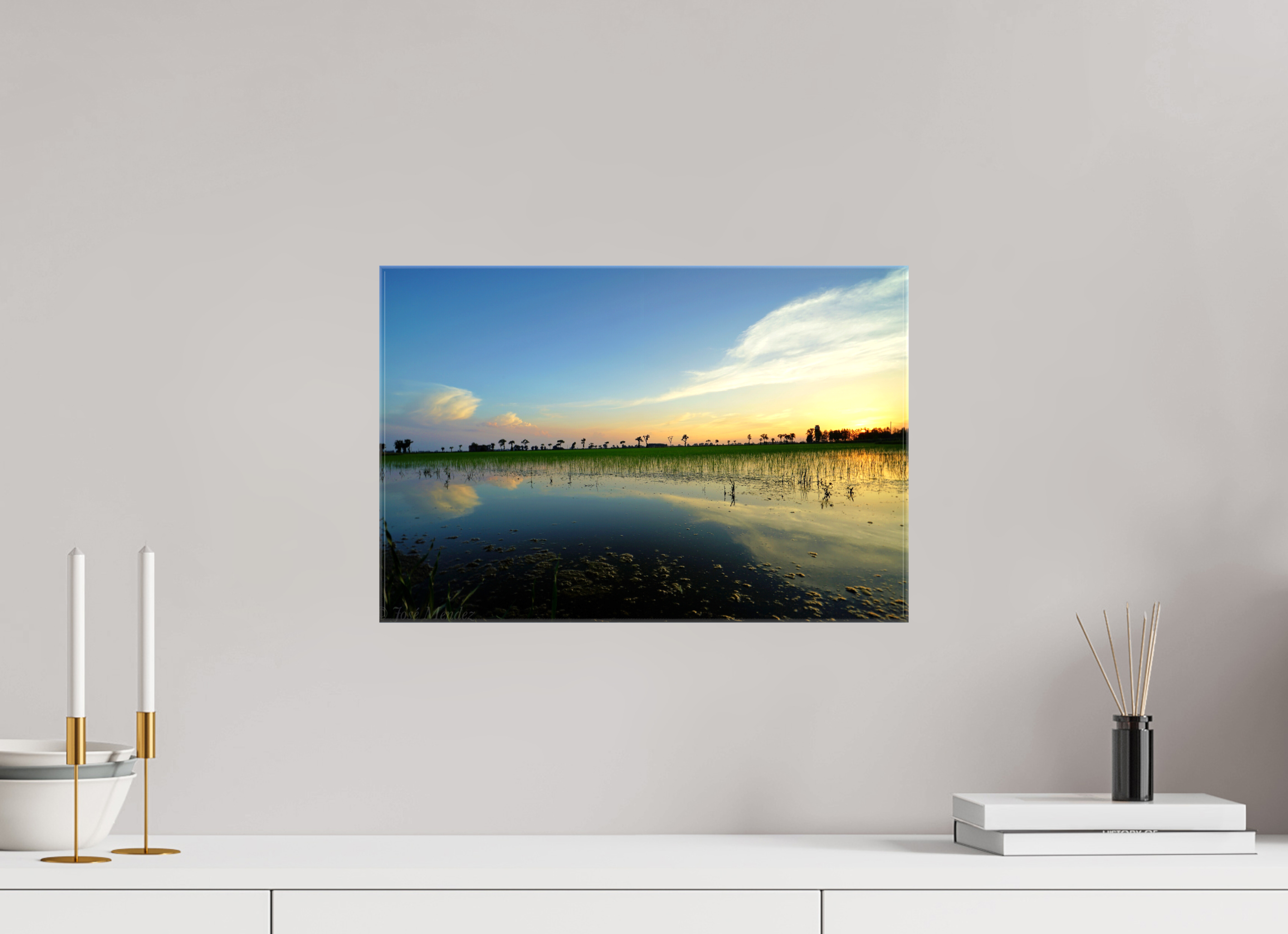 45 x 30 cm, Canvases Unframed Rice Fields at Twilight