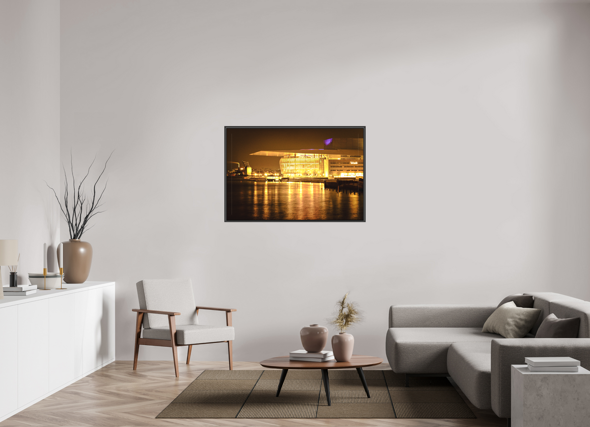120 x 80 cm, Textile Print Canvas with 15 mm Width Gap Frame Operaen at Night