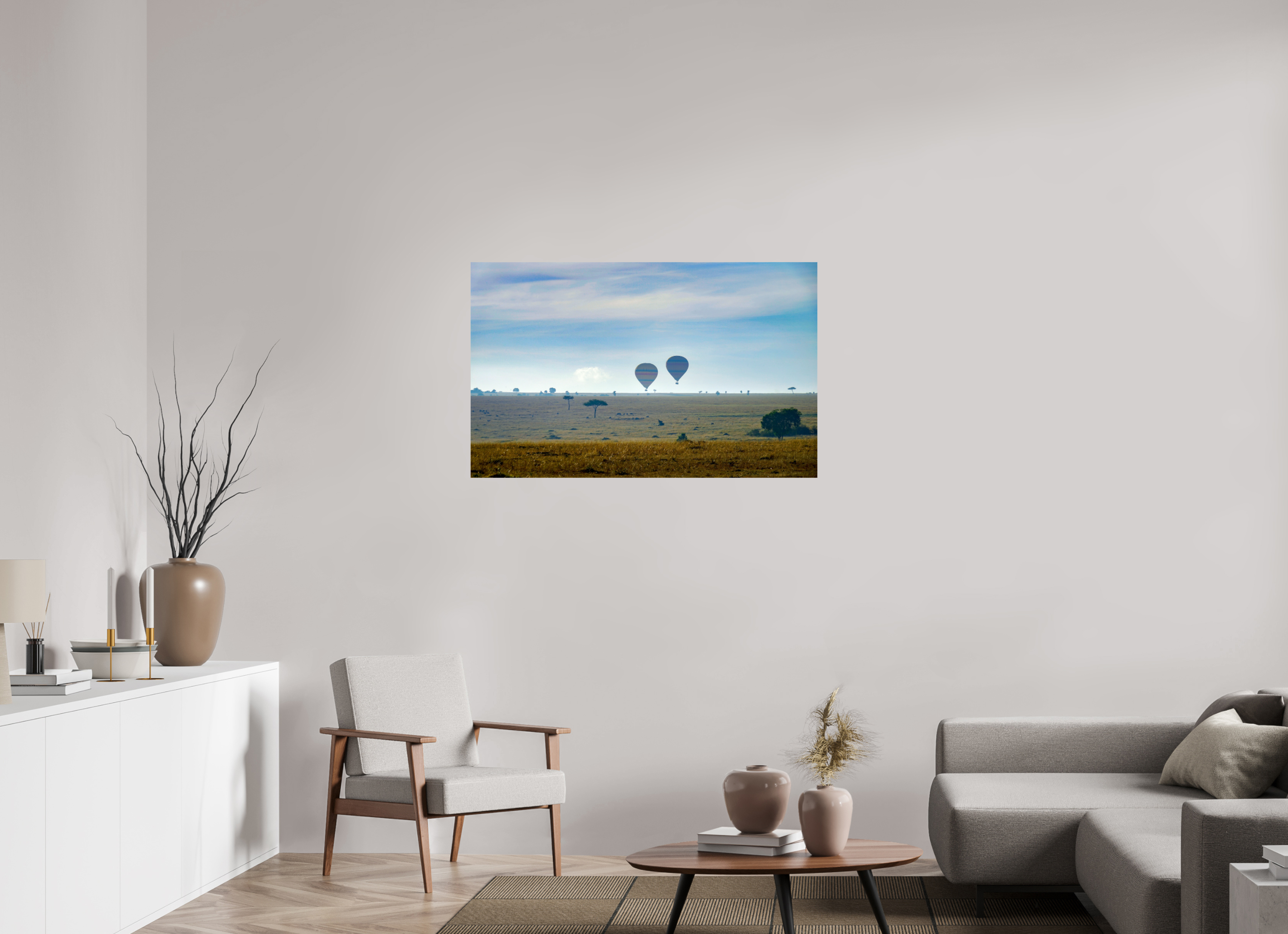 112.5 x 70 cm, PH Print On Fujiflex High Gloss Hot-air Balloon over the Savanna