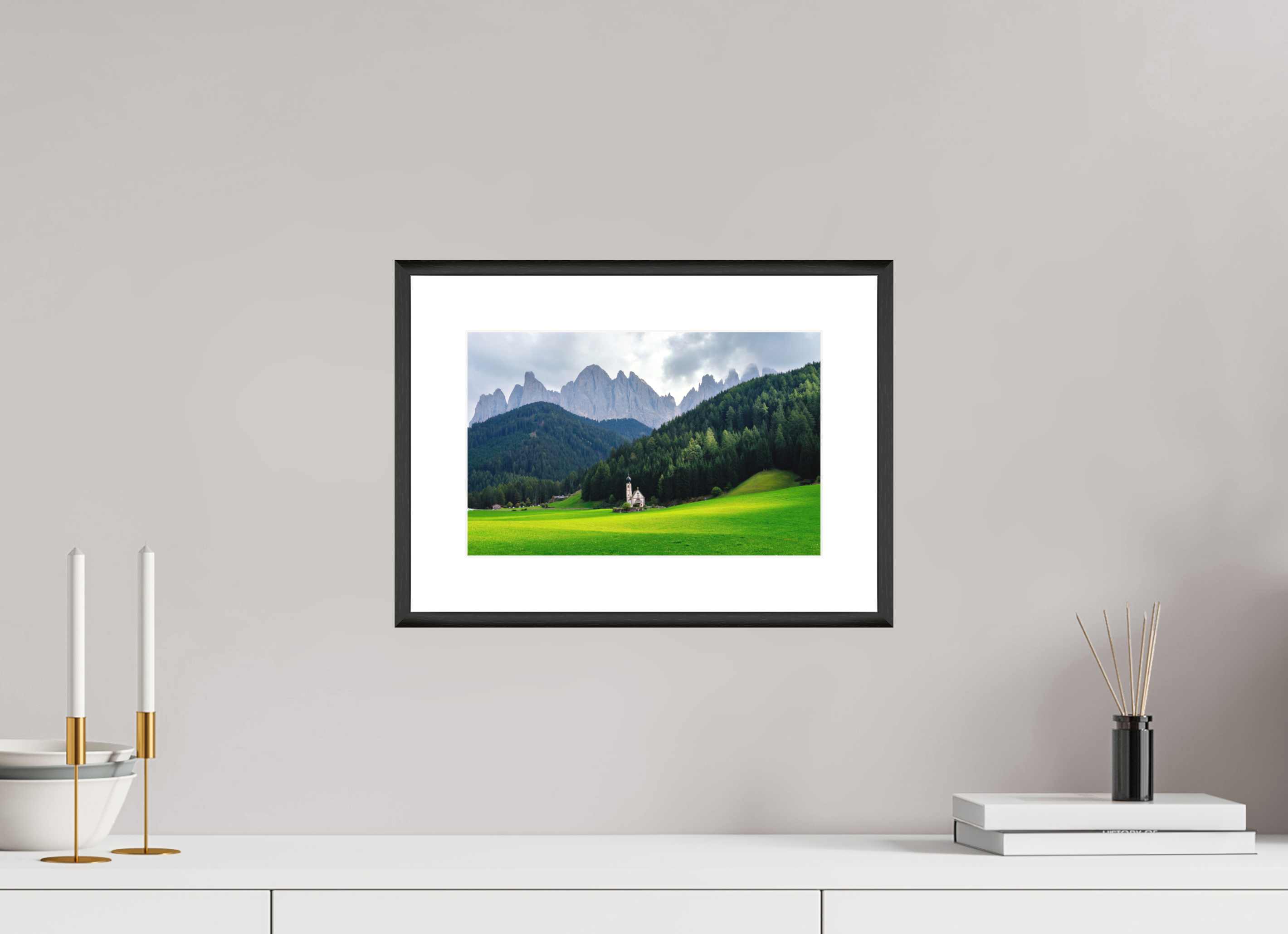 31.2 x 20 cm, Changeable Magnetic Frame - Hahnemühle Fineart Pearl Alpine Landscape - Italian Dolomites
