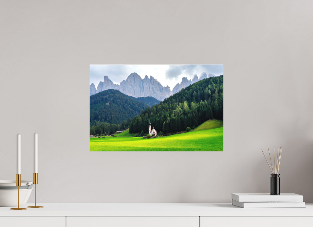 46.8 x 30 cm, Matte Canvas on Stretcher Frame Church of Saint John in the Dolomites - Italy