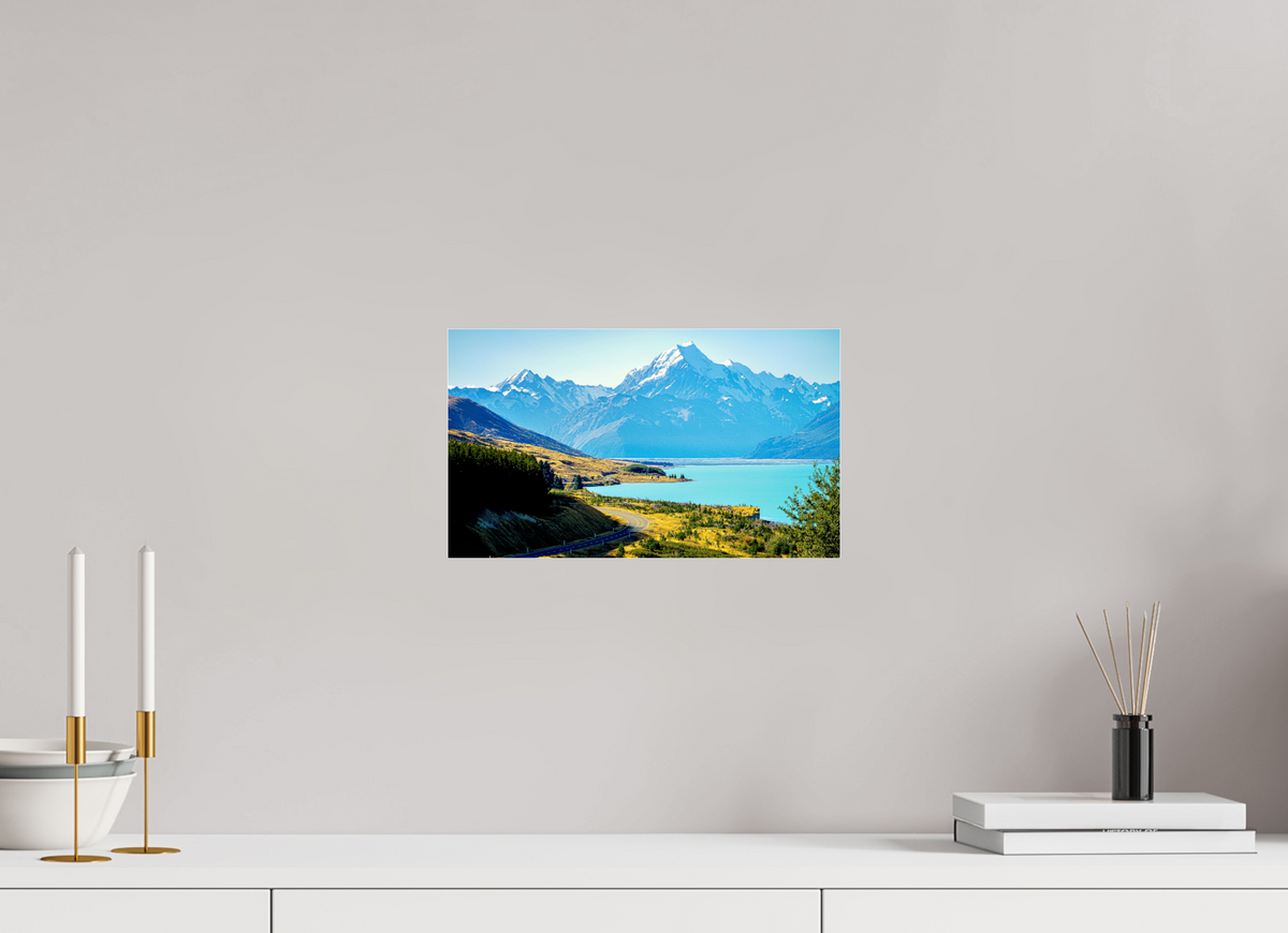 34.2 x 20 cm, Photo Print Under Acrylic Glass Mount Cook Road - New Zealand