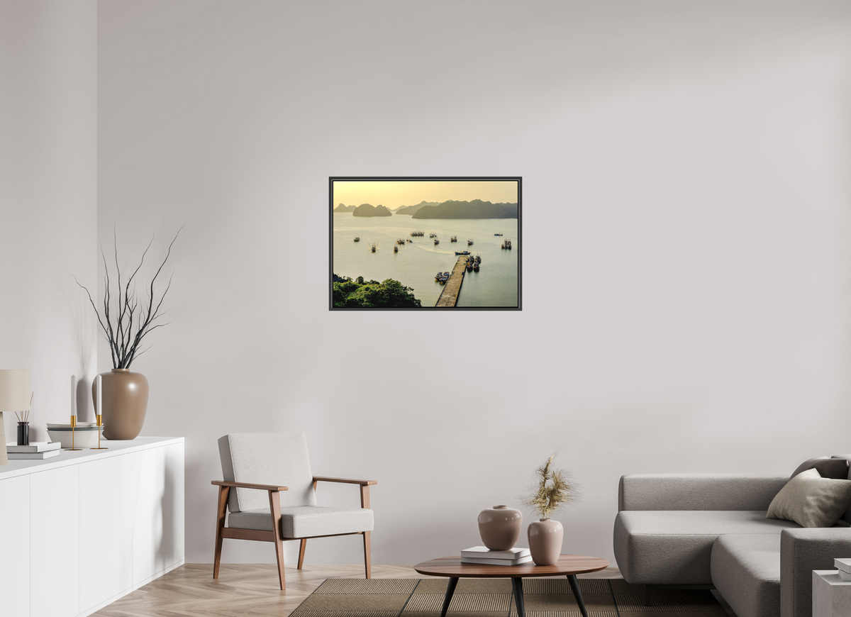 88.7 x 60 cm, Textile Print Canvas with 15 mm Width Gap Frame Golden Harbour – Cat Ba Island, Vietnam