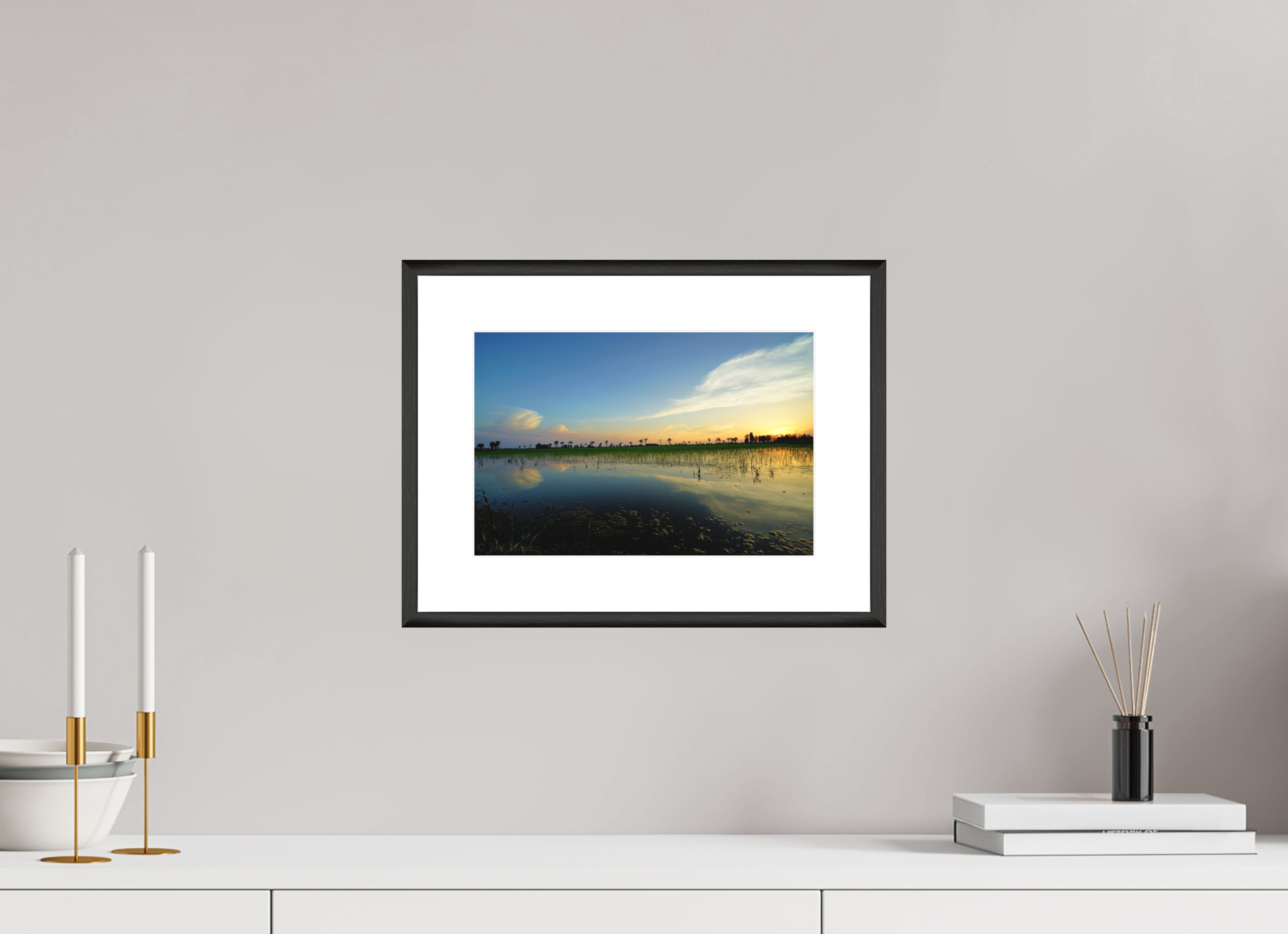 30 x 20 cm, Changeable Magnetic Frame - Hahnemühle Fineart Pearl Rice Fields at Dusk