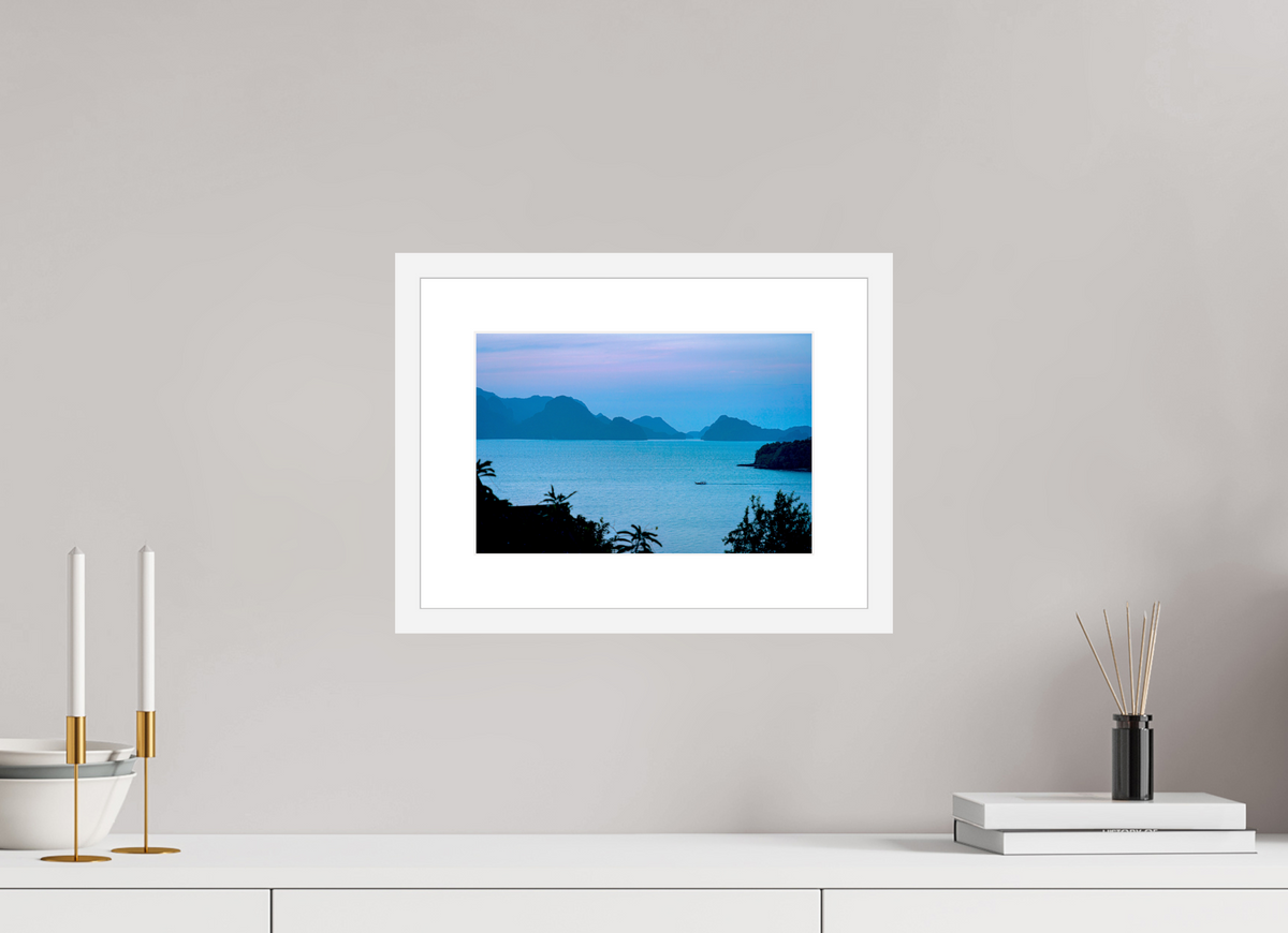 30 x 20 cm, Fine Art Print with Frame Blue Silence at Dusk
