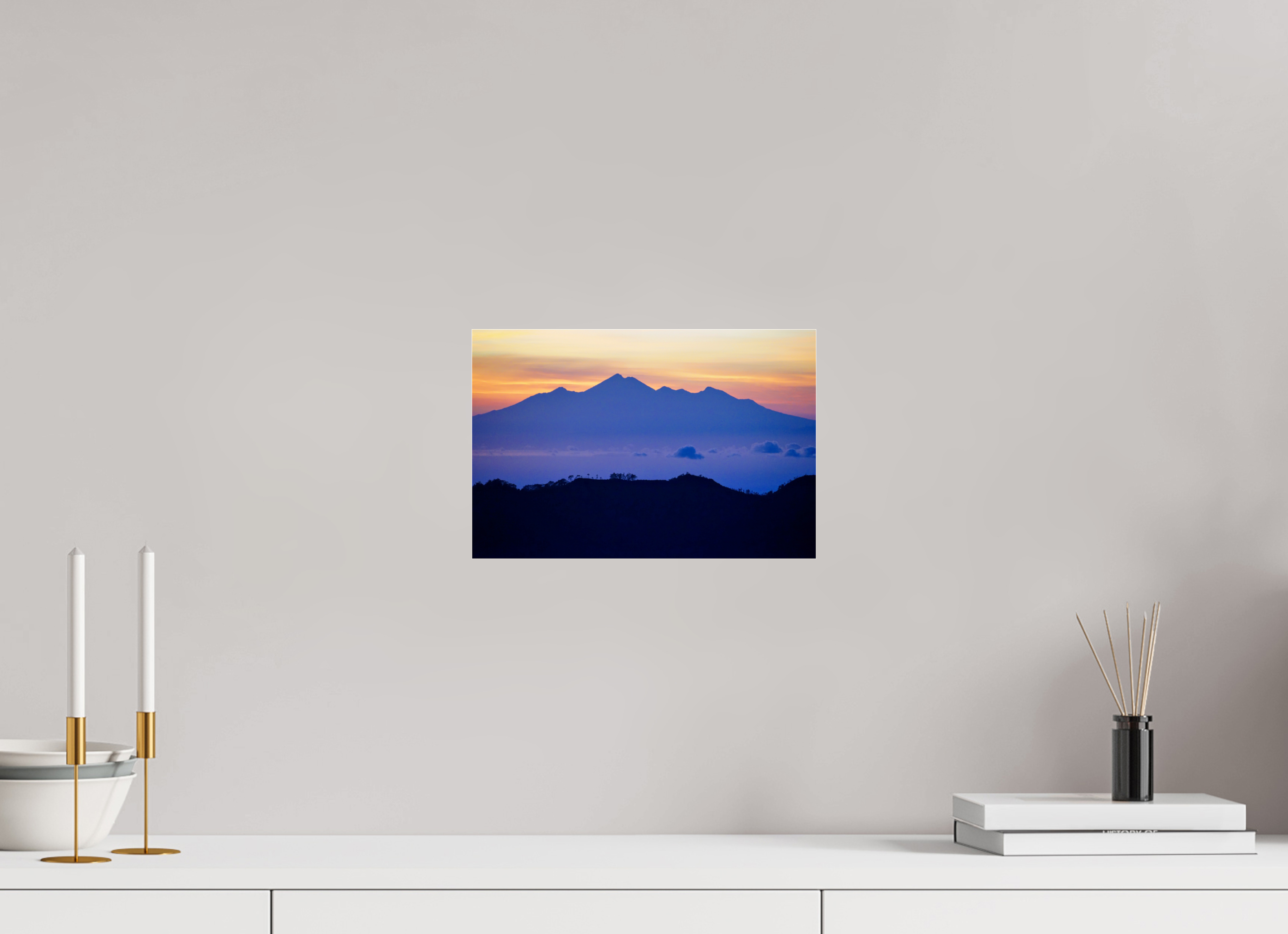 30 x 20 cm, Photo Print Under Acrylic Glass Mount Agung at Sunrise, Bali-Indonesia