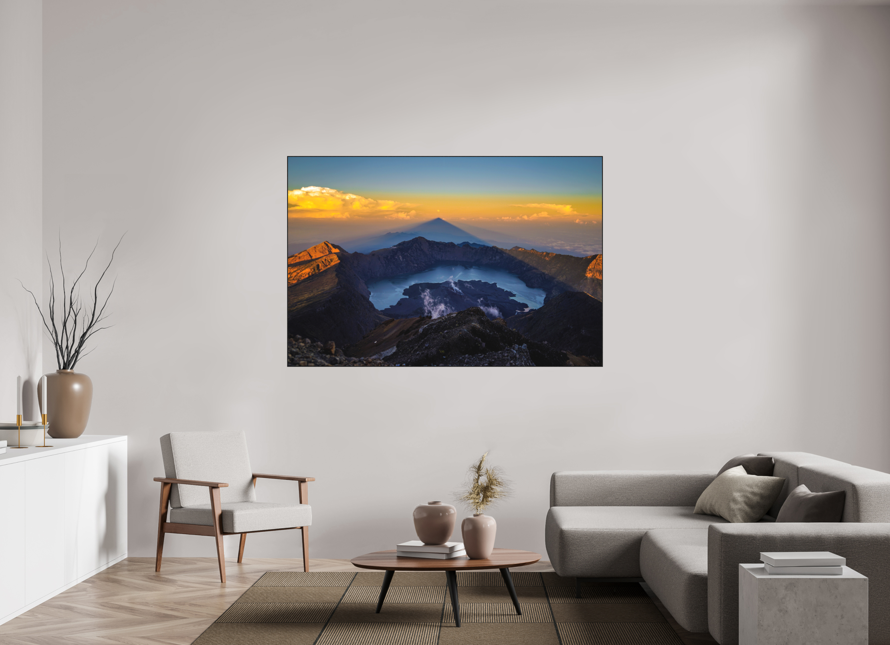 180 x 120 cm, Solid Wood Artbox The Caldera of Mount Rinjani - Lombok - Indonesia