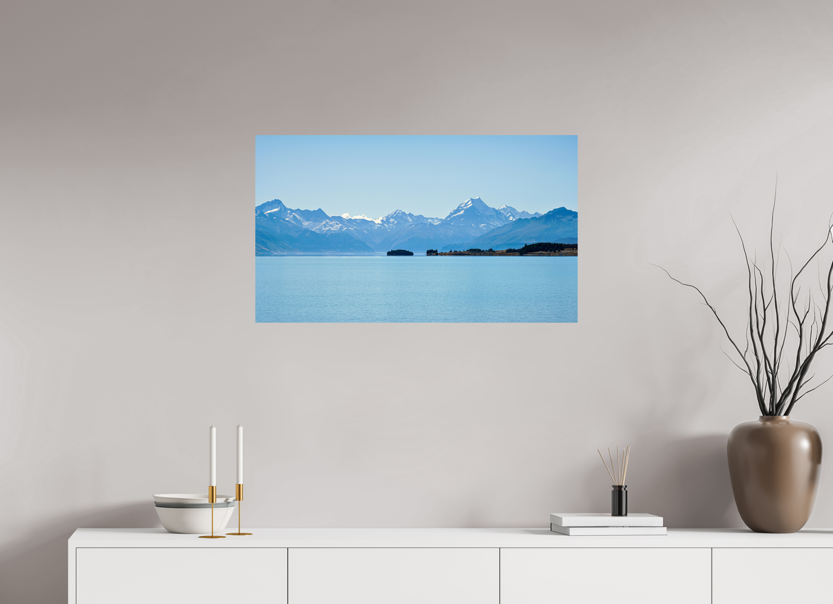 85.9 x 50 cm, Photo Print On Fuji Crystal DP II Aoraki Reflections – Lake Pukaki & Mount Cook, New Zealand