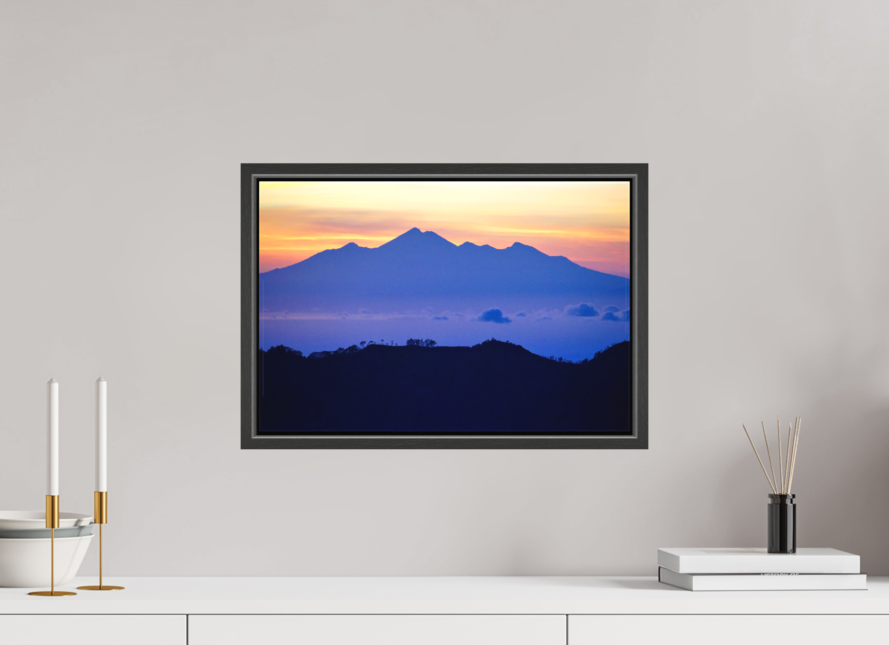 45 x 30 cm, Canvas Mount Agung at Sunrise - Bali - Indonesia