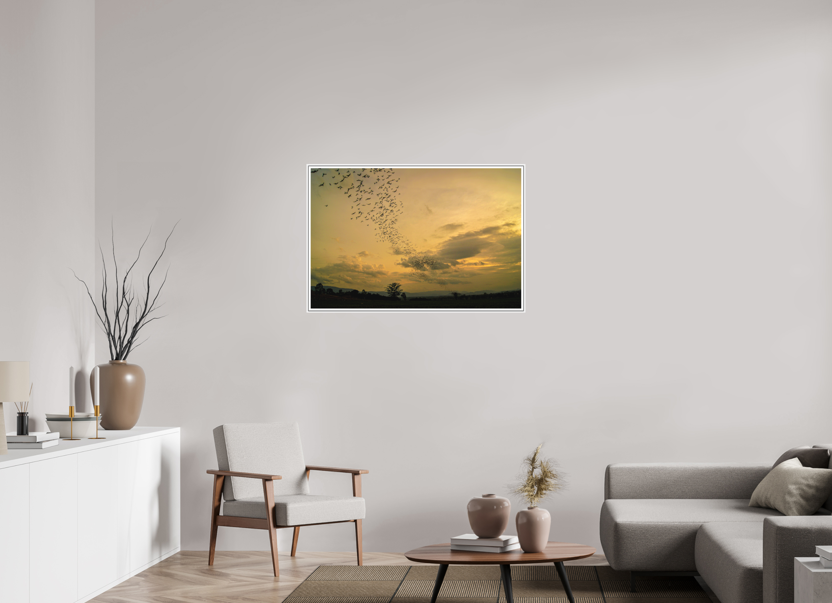 105 x 70 cm, Print on Forex with Frame Dusk Emergence