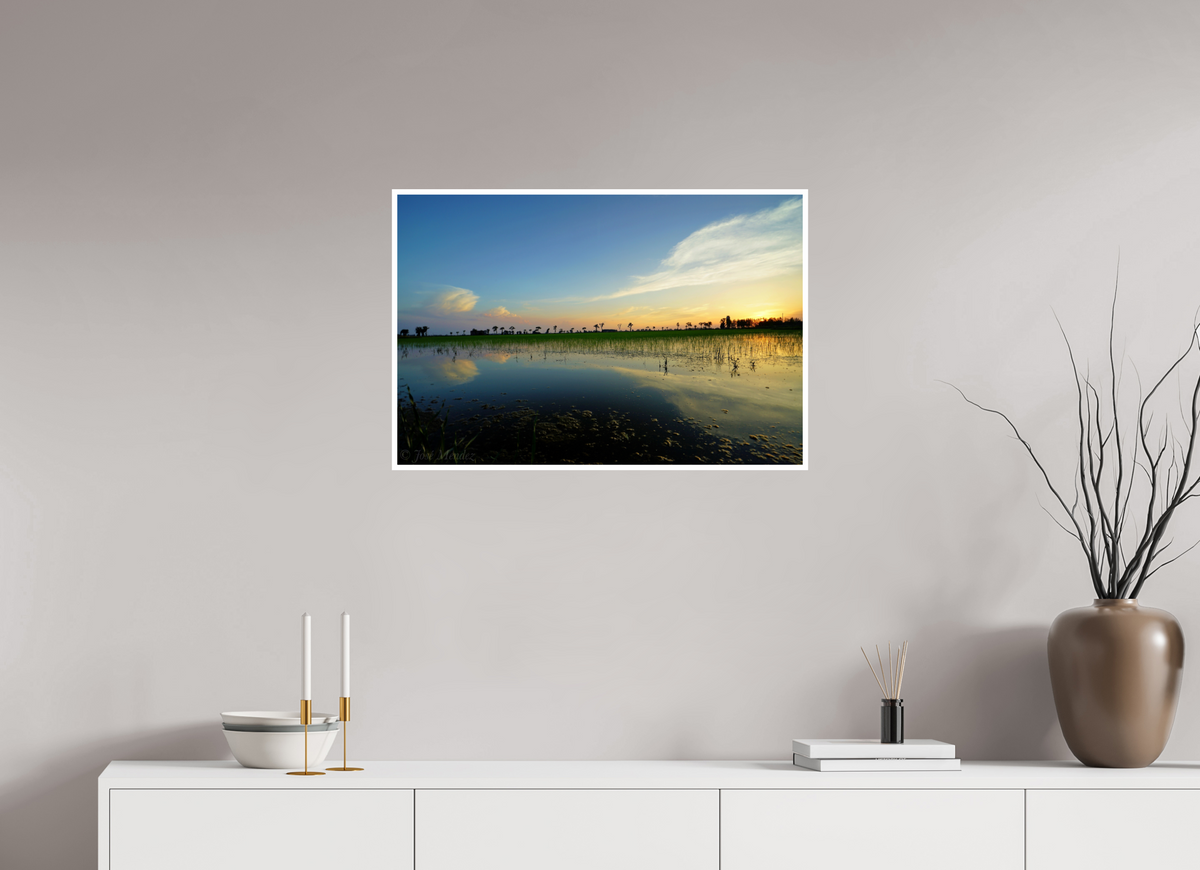 75 x 50 cm, Fujiflex High Gloss with 1 cm Border Rice Fields at Dusk