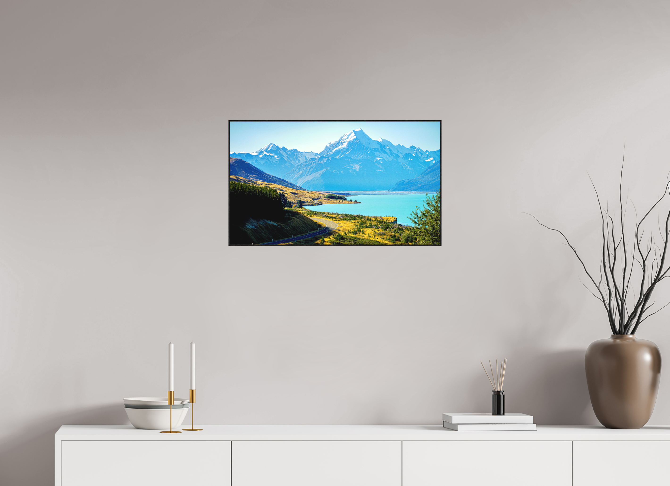 68.4 x 40 cm, Solid Wood Artbox Mount Cook Road - New Zealand