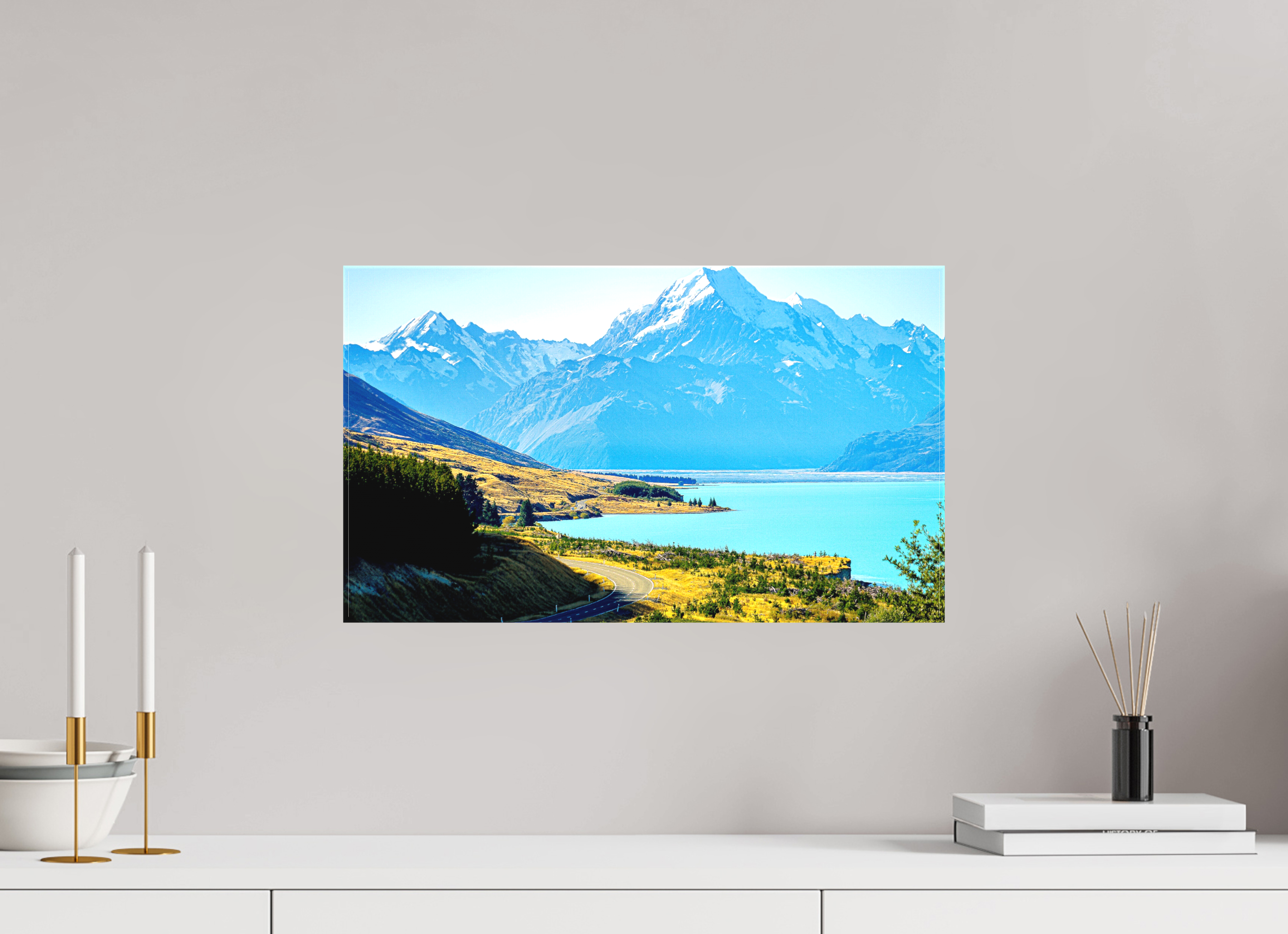 51.3 x 30 cm, Matte Canvas on Stretcher Frame Mount Cook Road - New Zealand