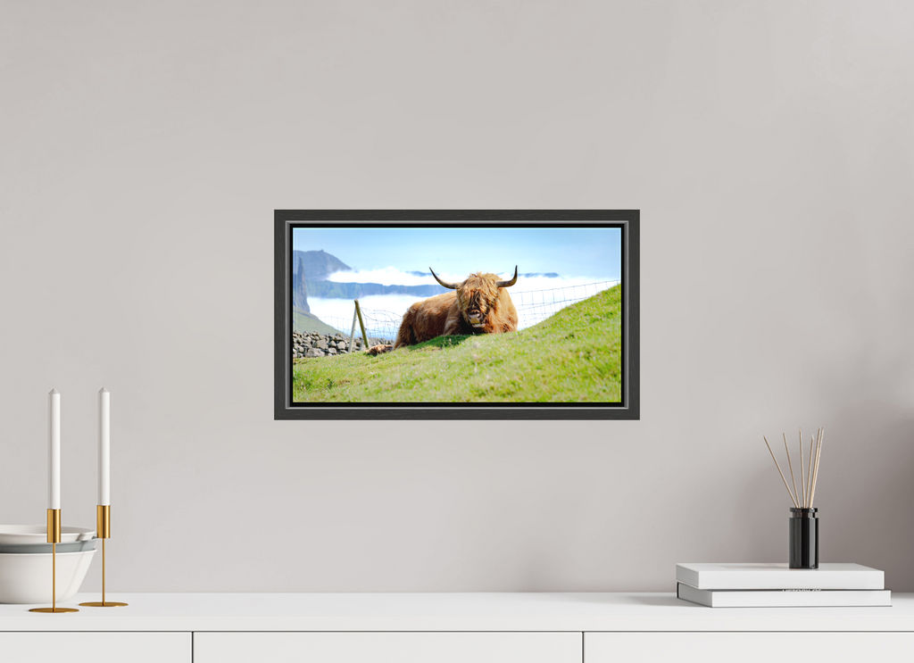 38.6 x 20 cm, Canvas Highland Cow of the Faroe Islands