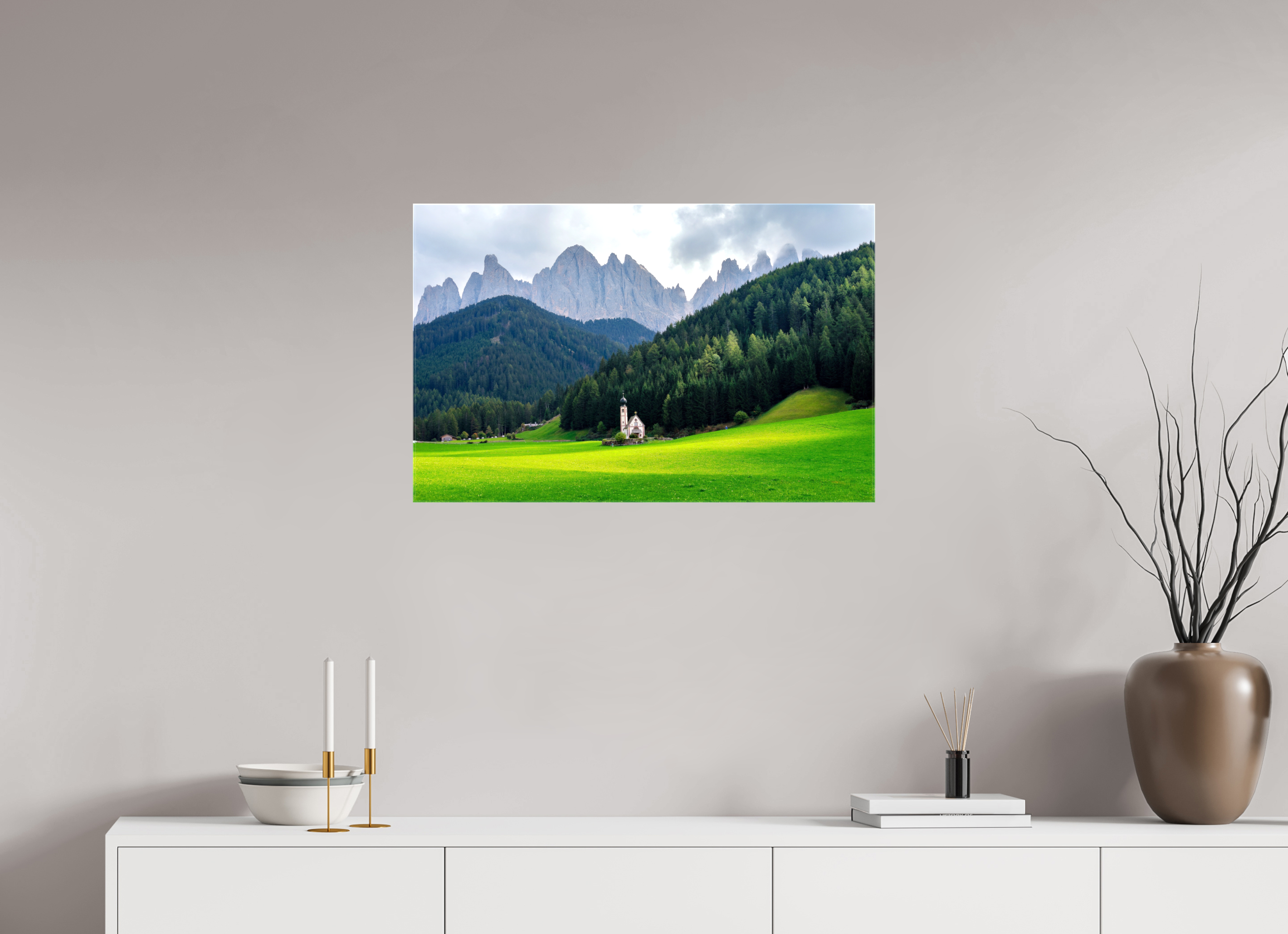 77.9 x 50 cm, Canvases Unframed Church of Saint John in the Dolomites - Italy